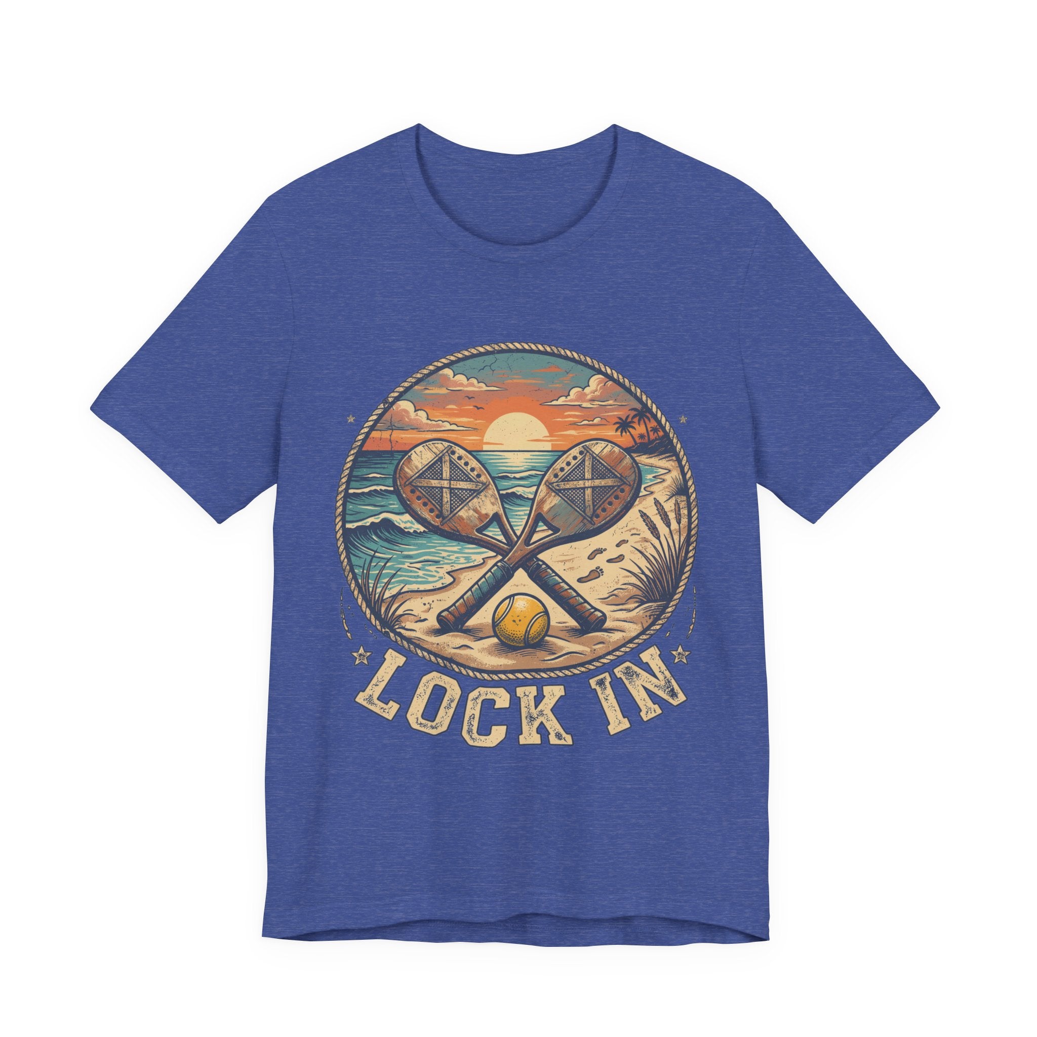 Beach Tennis T-Shirt | Vintage Sunset Paddle Tee | Unisex Heavy Cotton