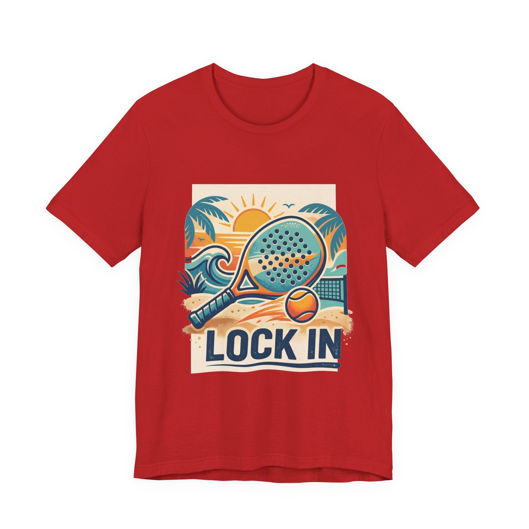 Beach Paddle Tennis T-Shirt | Retro Teal Orange Paddle | Lock In | Unisex Tee Gift