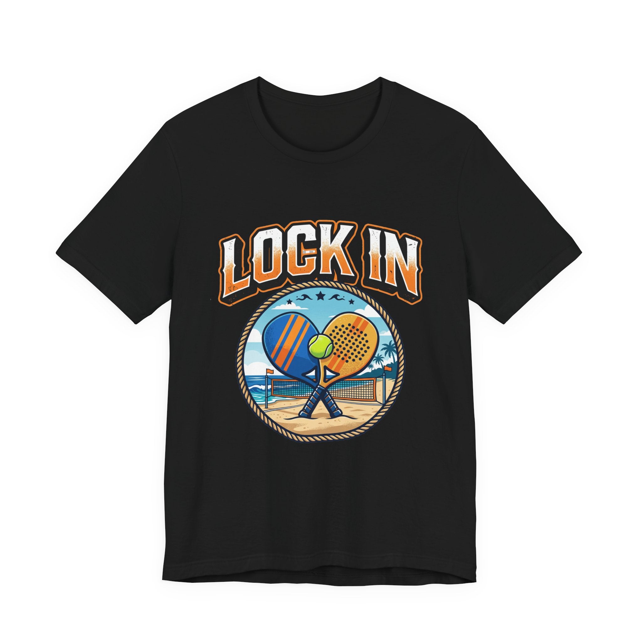 Beach Tennis Tee Shirt | Bold Lock In Crossed Paddles | Unisex Heavy Cotton Tee