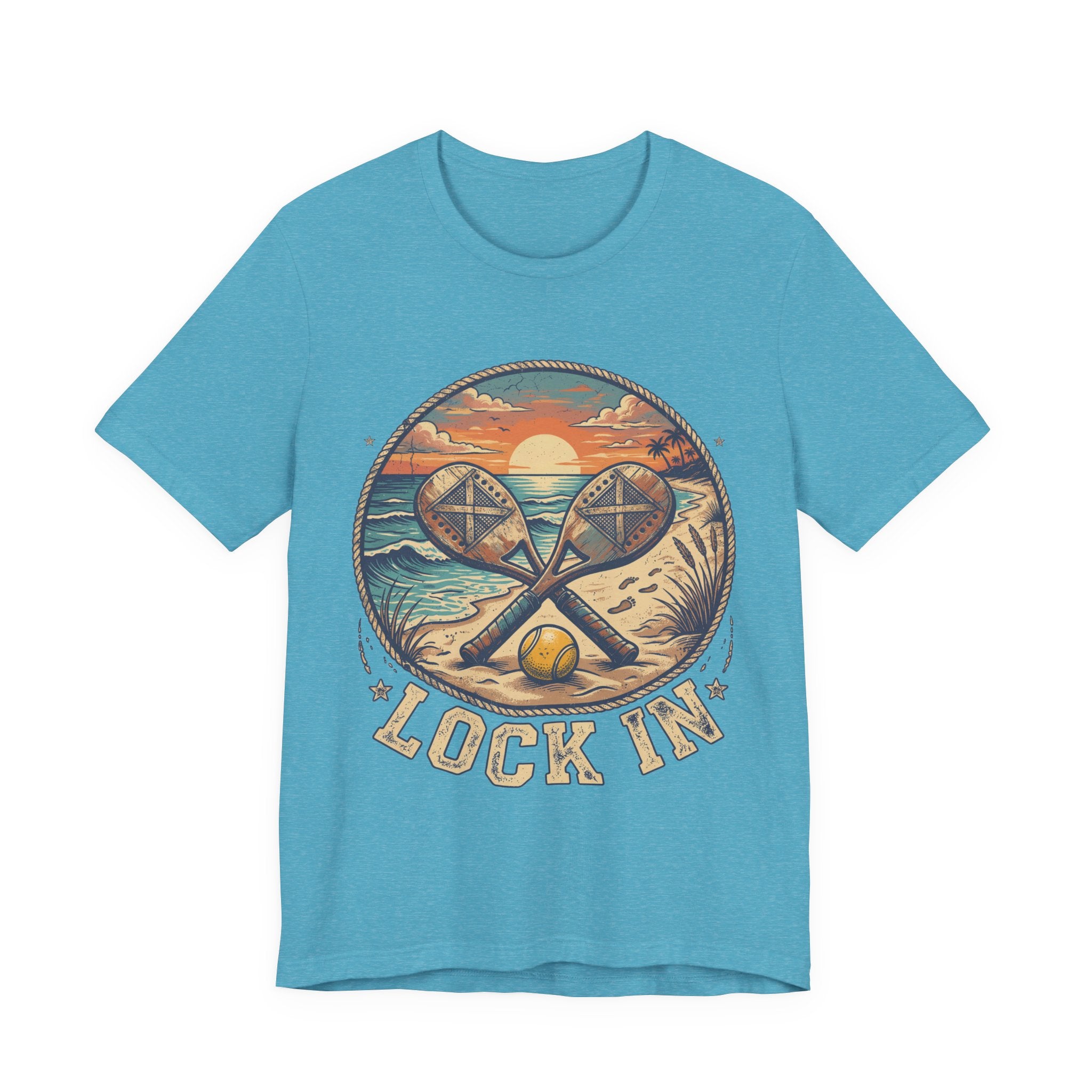 Beach Tennis T-Shirt | Vintage Sunset Paddle Tee | Unisex Heavy Cotton