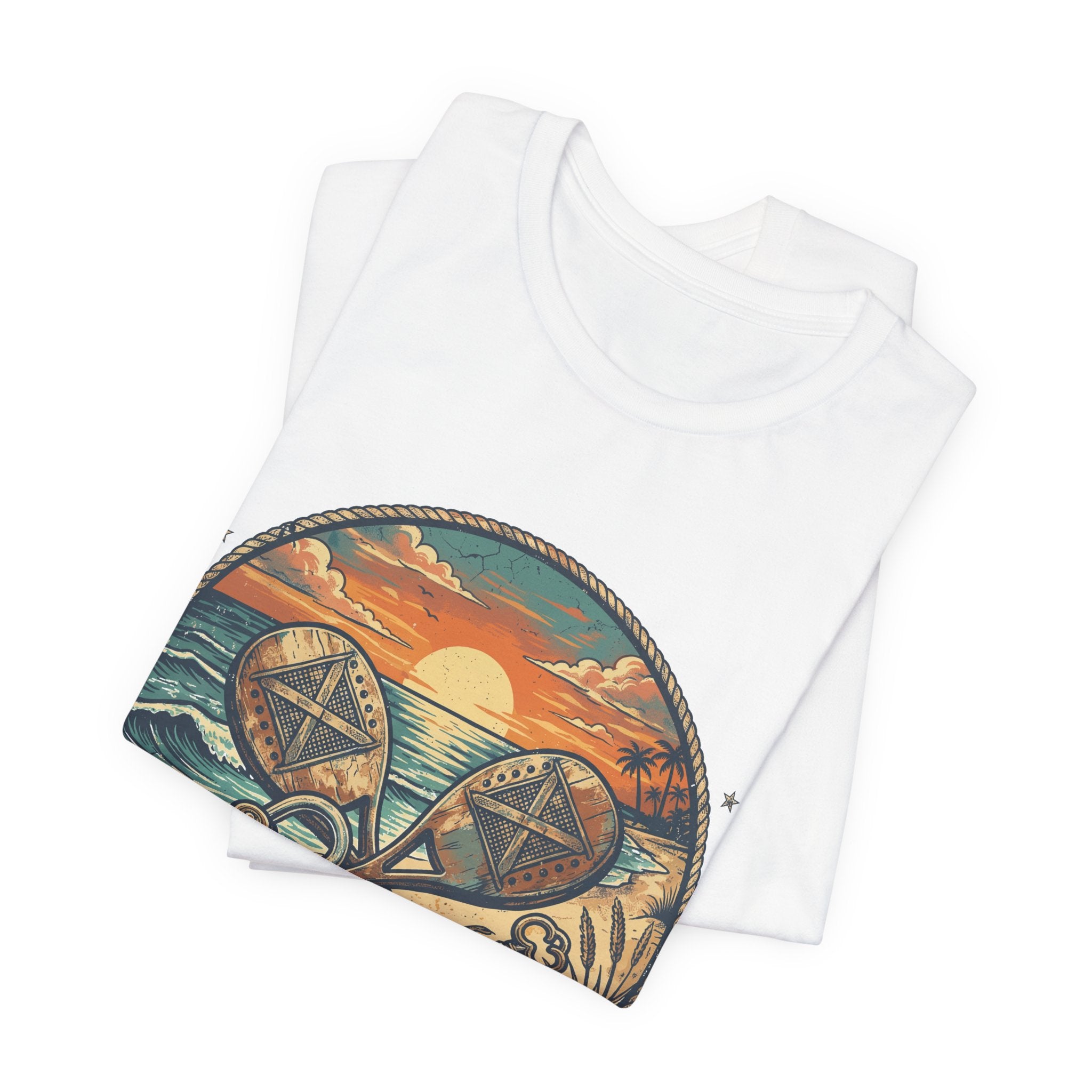 Beach Tennis T-Shirt | Vintage Lock Key Crossed Paddles | Unisex Heavy Cotton Tee