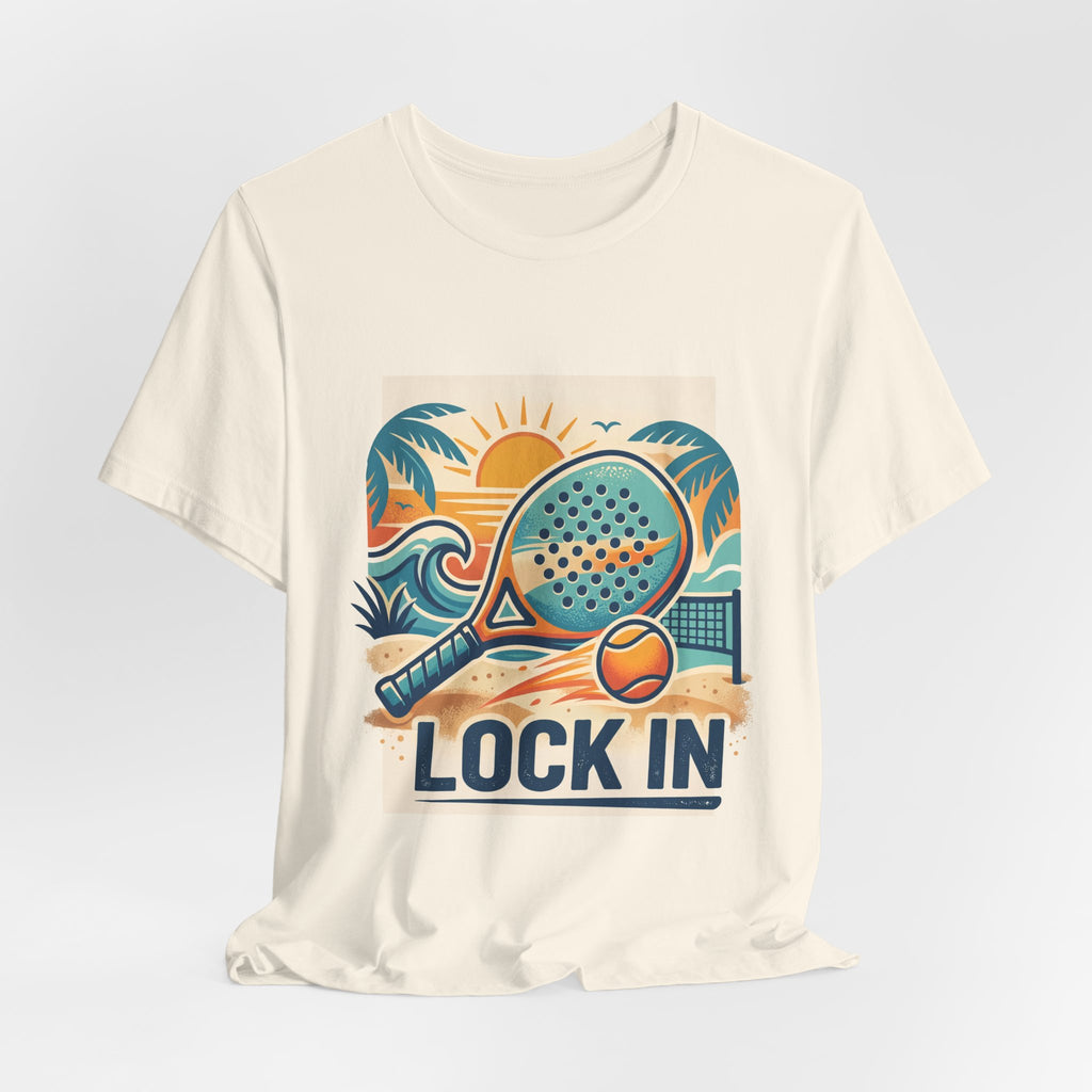 Beach Paddle Tennis T-Shirt | Retro Teal Orange Paddle | Lock In | Unisex Tee Gift