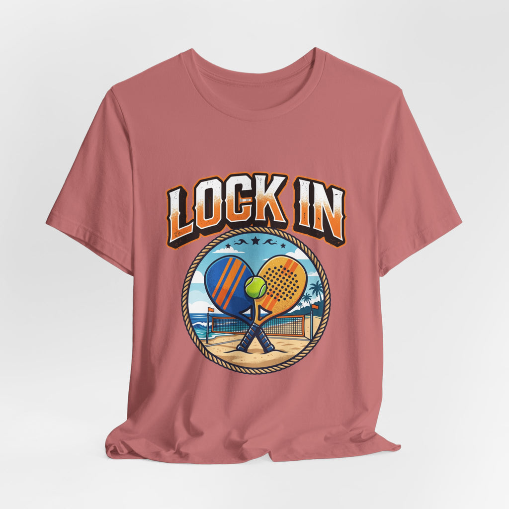 Beach Tennis Tee Shirt | Bold Lock In Crossed Paddles | Unisex Heavy Cotton Tee