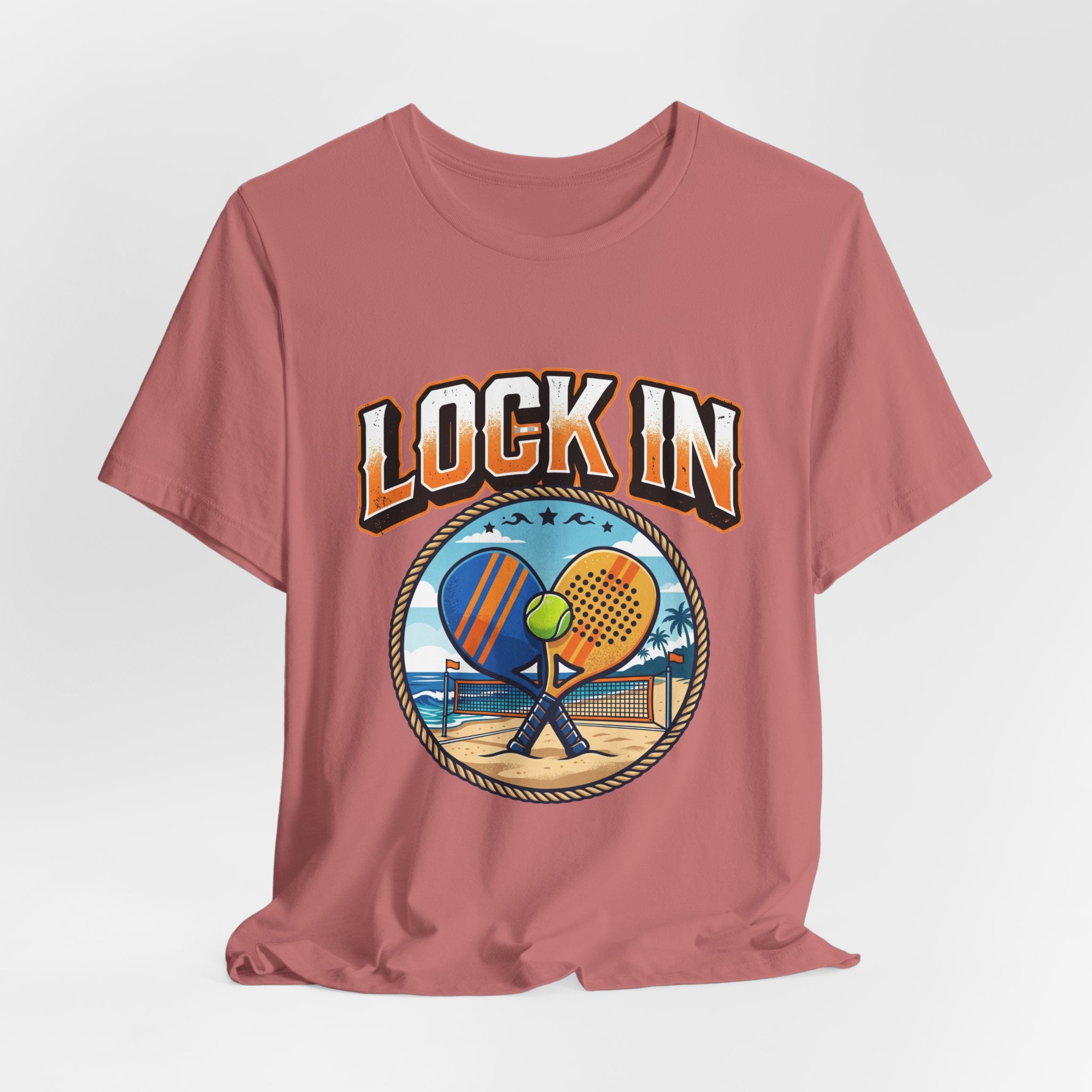 Beach Tennis Tee Shirt | Bold Lock In Crossed Paddles | Unisex Heavy Cotton Tee
