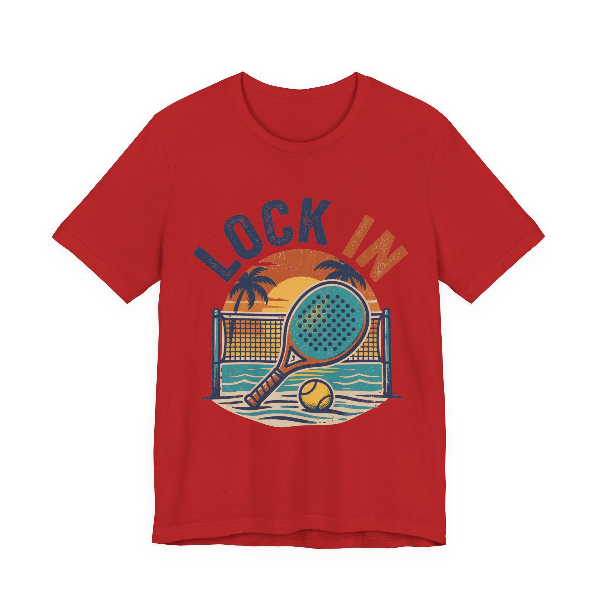 Beach Tennis T-Shirt | Lock In Sunset Vintage Graphic | Unisex Heavy Cotton Tee