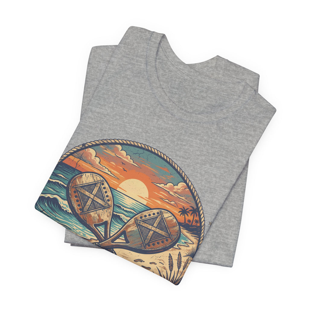 Beach Tennis T-Shirt | Vintage Sunset Paddle Tee | Unisex Heavy Cotton