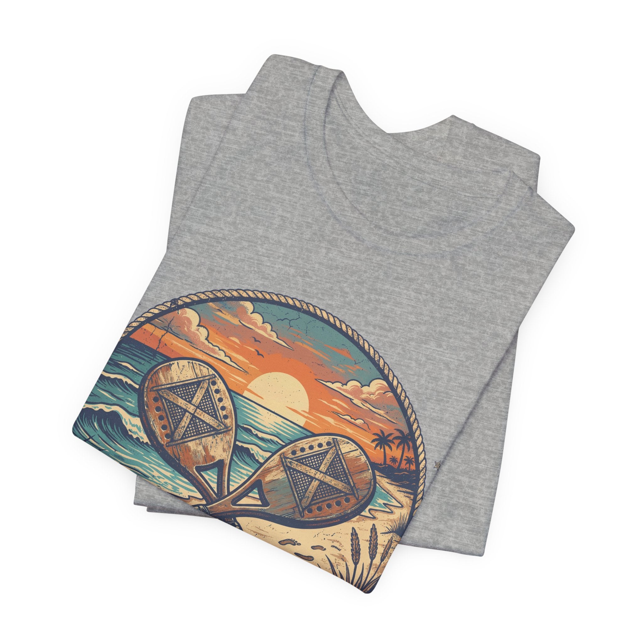 Beach Tennis T-Shirt | Vintage Sunset Paddle Tee | Unisex Heavy Cotton