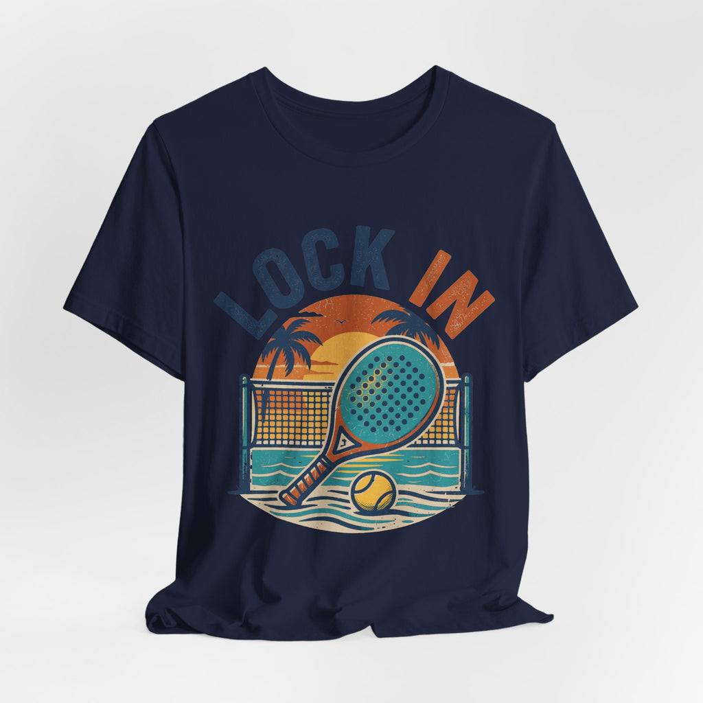 Beach Tennis T-Shirt | Lock In Sunset Vintage Graphic | Unisex Heavy Cotton Tee