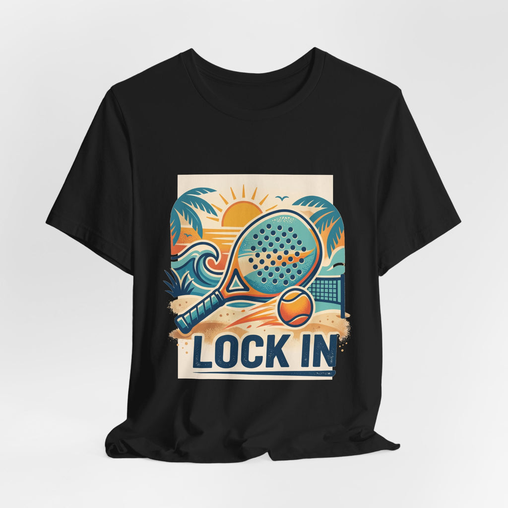Beach Paddle Tennis T-Shirt | Retro Teal Orange Paddle | Lock In | Unisex Tee Gift