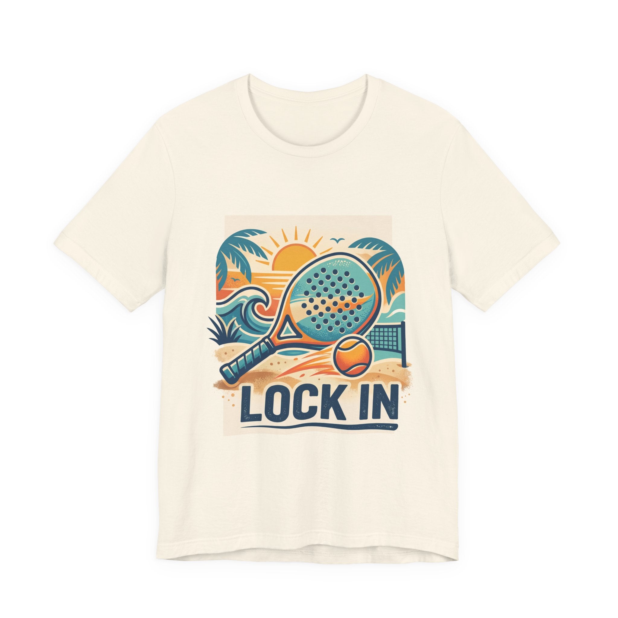 Beach Paddle Tennis T-Shirt | Retro Teal Orange Paddle | Lock In | Unisex Tee Gift
