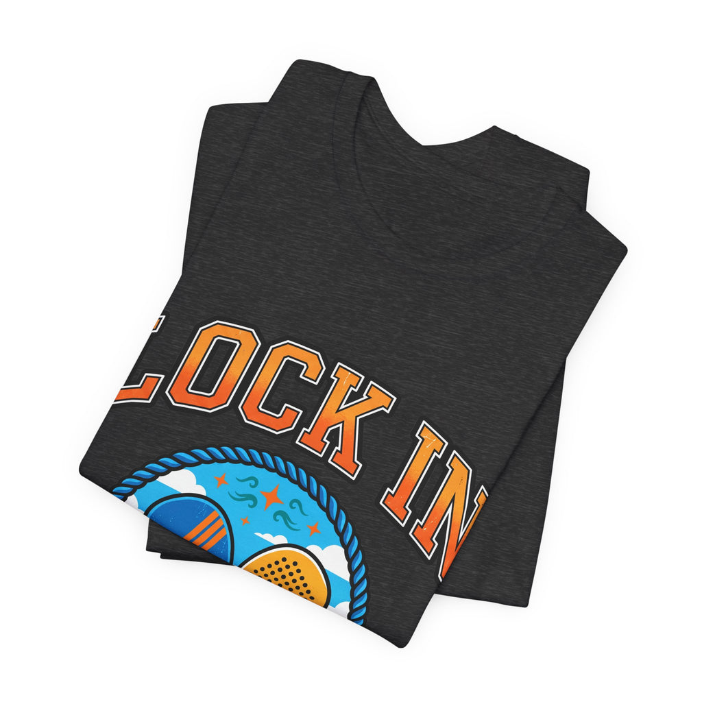 Lock In Beach Tennis T-Shirt | Collegiate Graphic Tee | Unisex Heavy Cotton | Pickleball Padel Gift