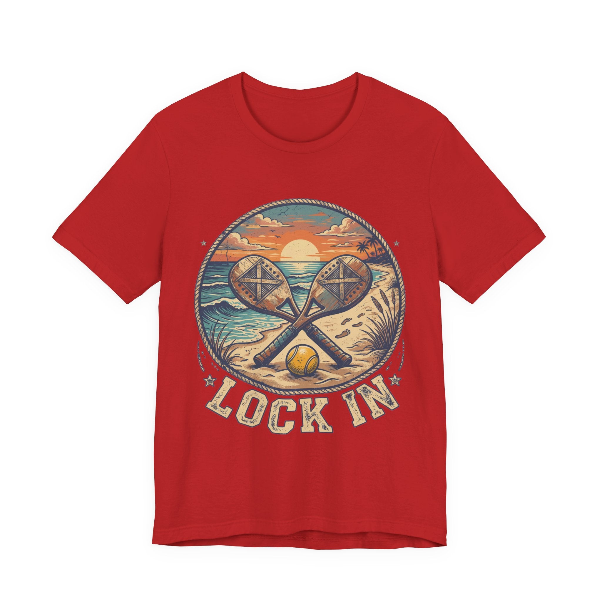 Beach Tennis T-Shirt | Vintage Sunset Paddle Tee | Unisex Heavy Cotton