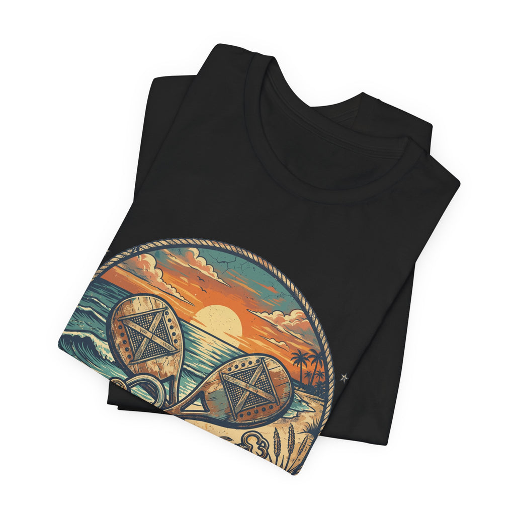 Beach Tennis T-Shirt | Vintage Lock Key Crossed Paddles | Unisex Heavy Cotton Tee