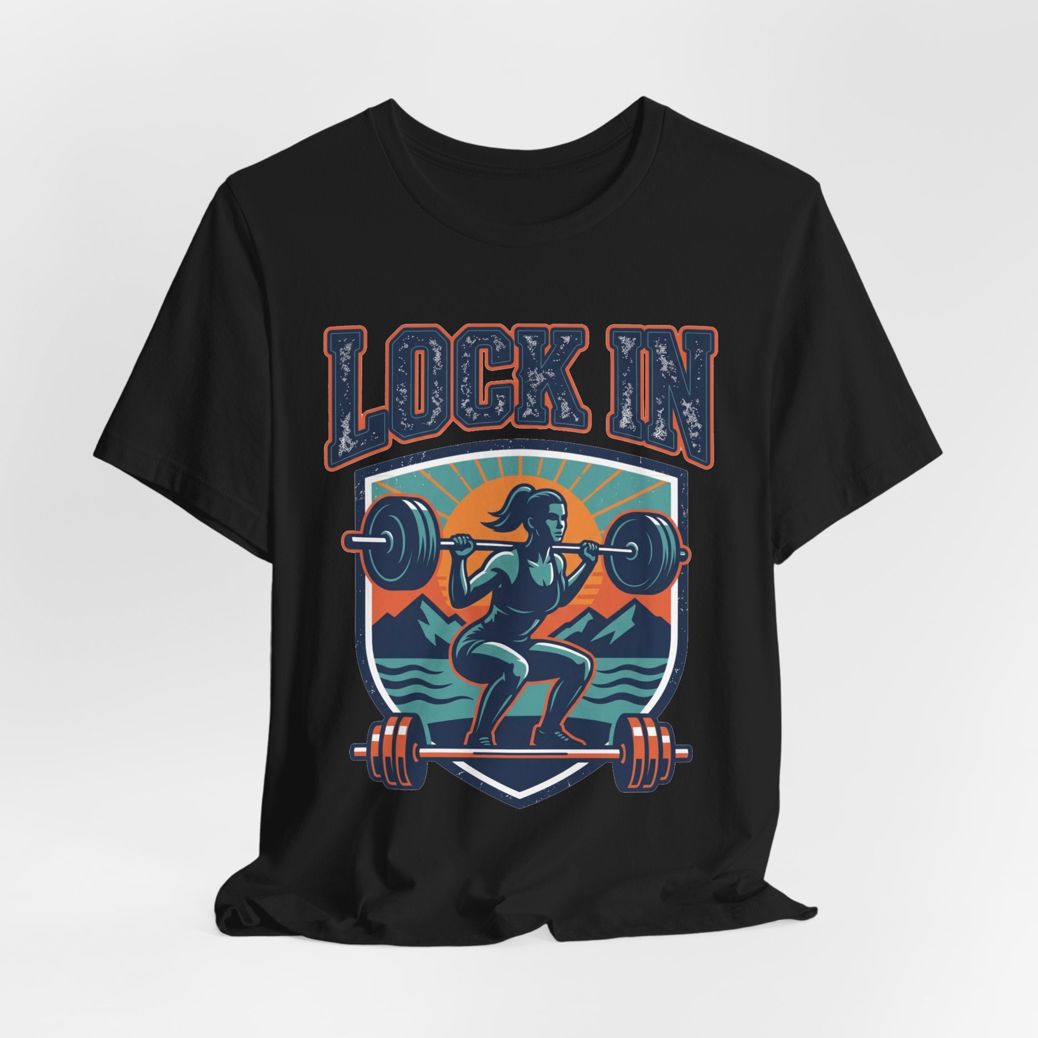 Lock In Gym T-Shirt | Motivational Weightlifting Tee | Women Barbell Squat Shirt | Fitness Gift