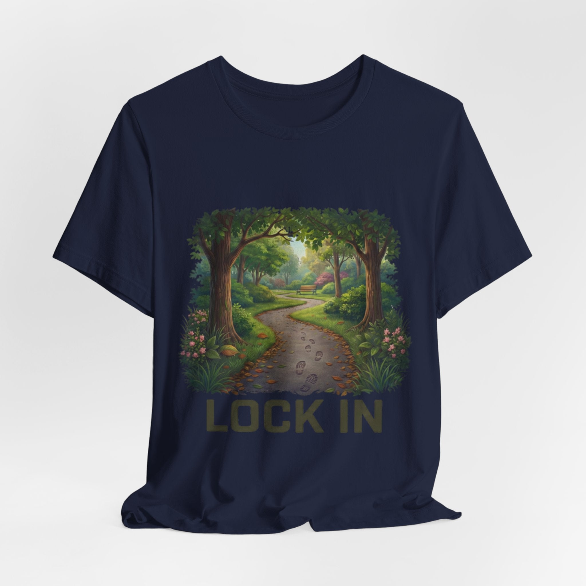 Forest Walk T-Shirt | Footprint Trail Tee | Nature Path Shirt | Lock In Life | Unisex Heavy Cotton Graphic Tee