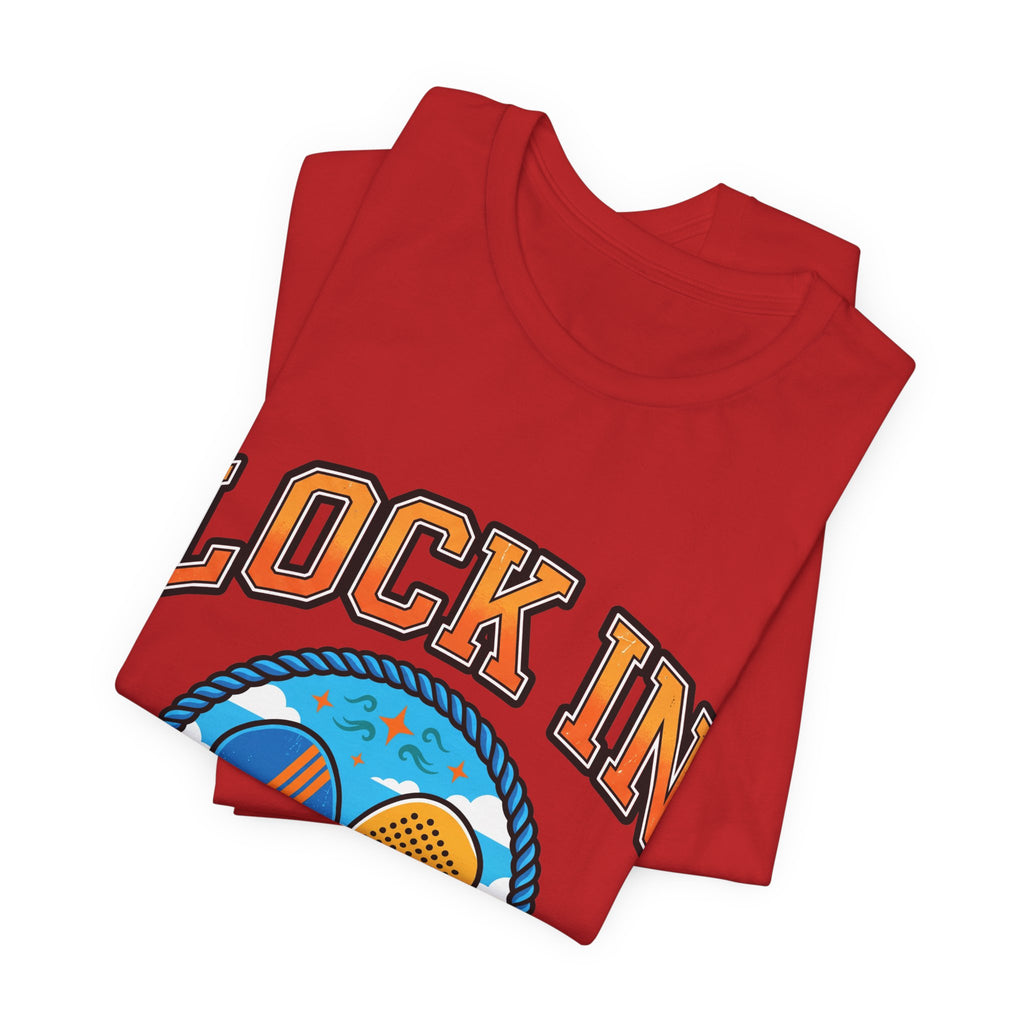 Lock In Beach Tennis T-Shirt | Collegiate Graphic Tee | Unisex Heavy Cotton | Pickleball Padel Gift