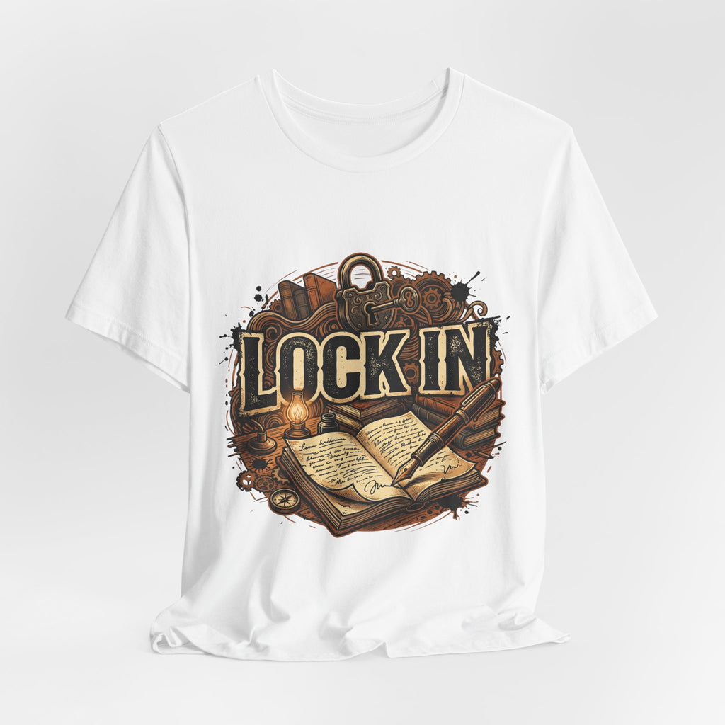Steampunk Journal T-Shirt | Oil Lamp Tee | Manuscript Shirt | Lock In Life | Unisex Heavy Cotton Graphic Tee