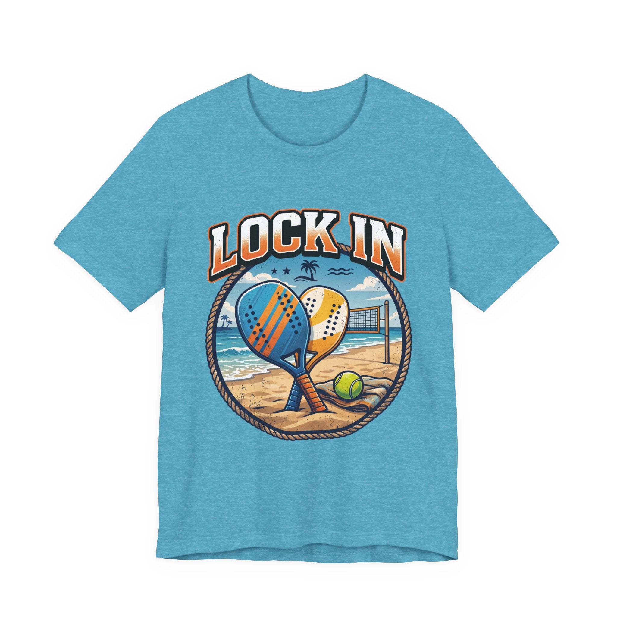 Beach Tennis T-Shirt | Collegiate Two Crossed Paddles | Lock In | Unisex