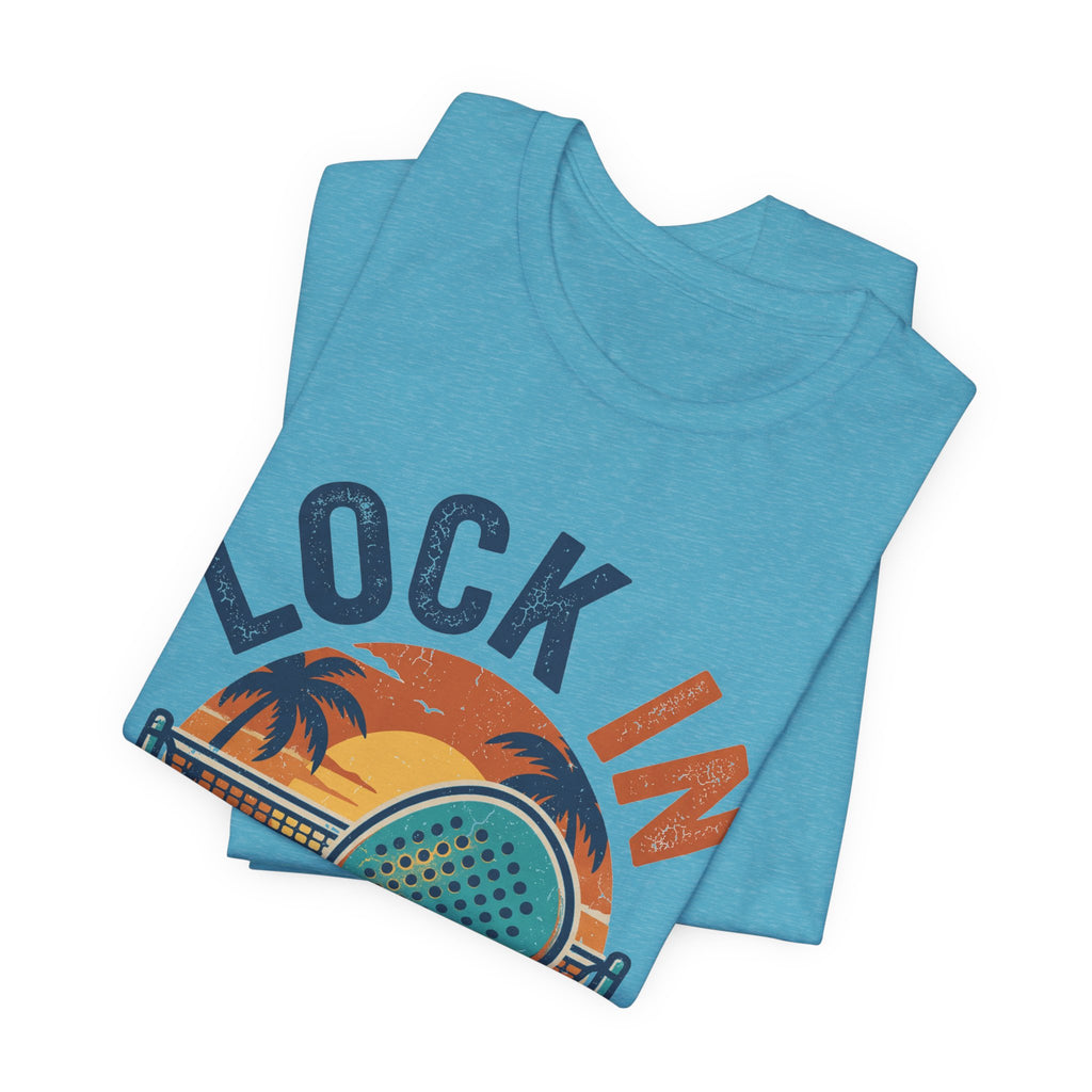 Beach Tennis T-Shirt | Lock In Sunset Vintage Graphic | Unisex Heavy Cotton Tee
