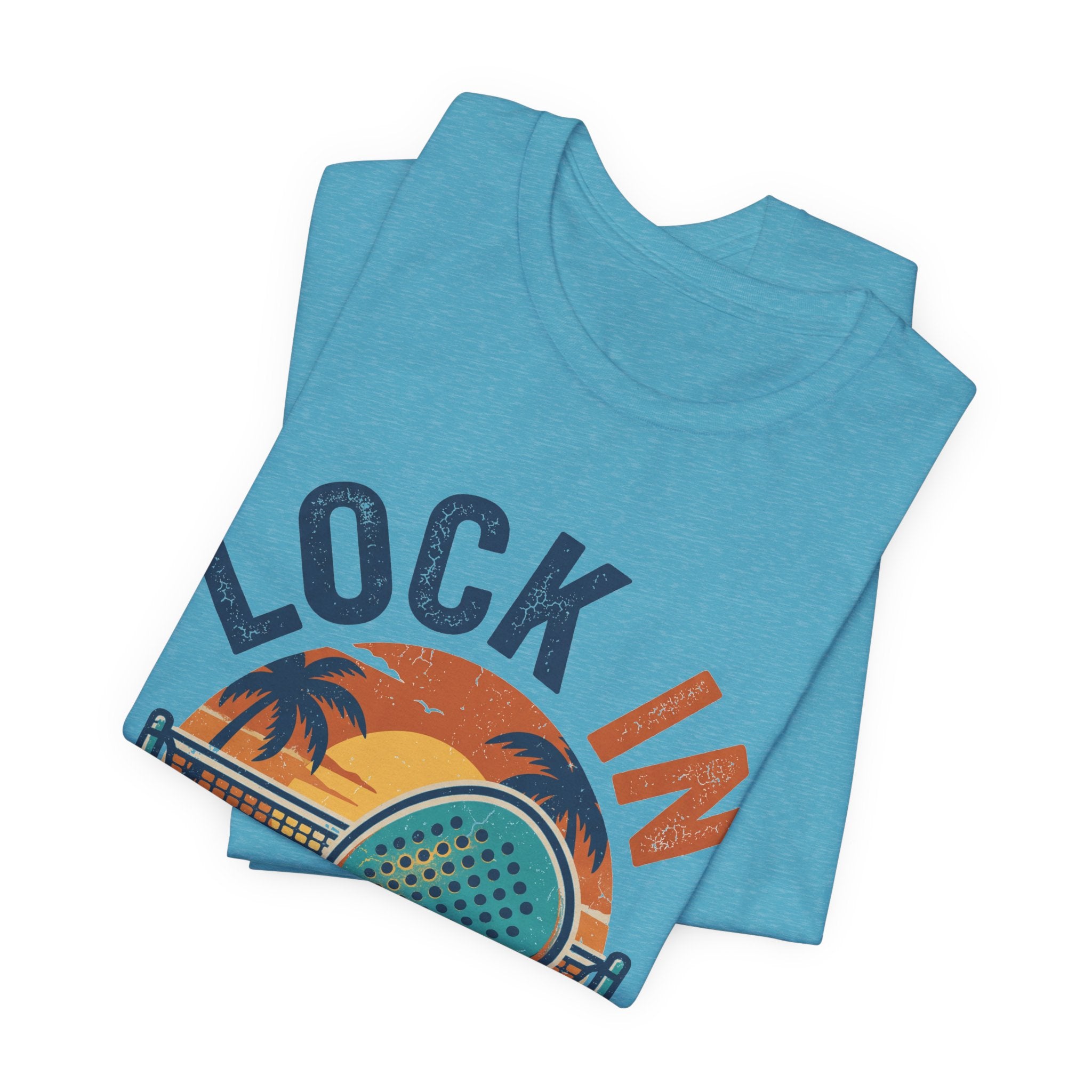 Beach Tennis T-Shirt | Lock In Sunset Vintage Graphic | Unisex Heavy Cotton Tee