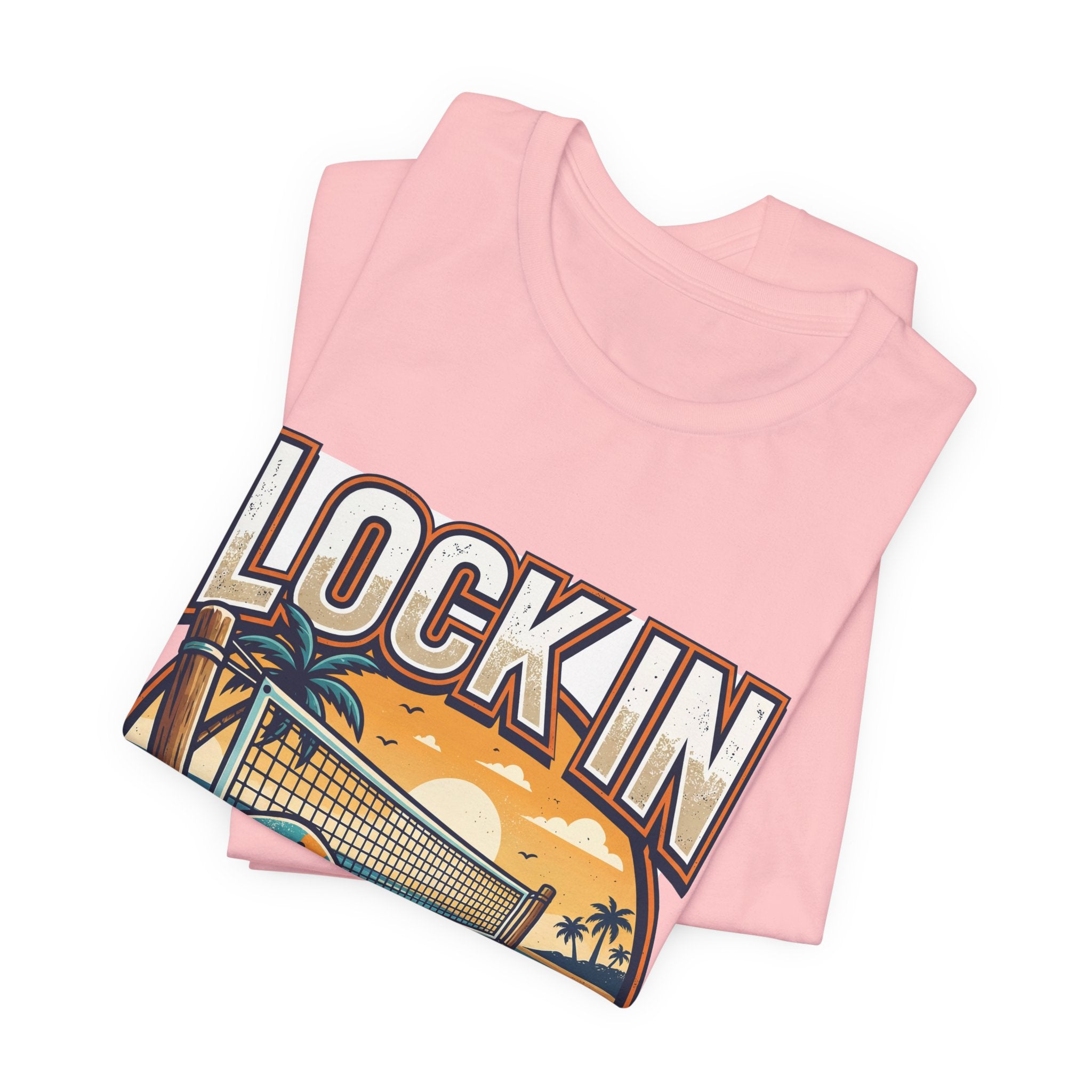 Beach Tennis T-Shirt | Bold Orange Two Paddles Net | Lock In | Unisex Gift