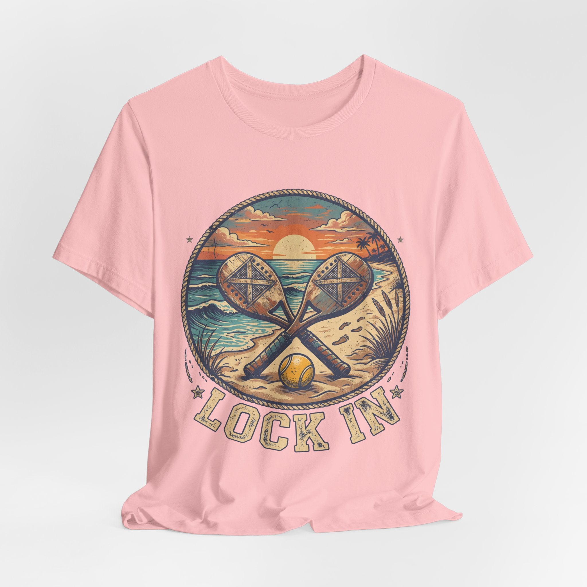Beach Tennis T-Shirt | Vintage Sunset Paddle Tee | Unisex Heavy Cotton