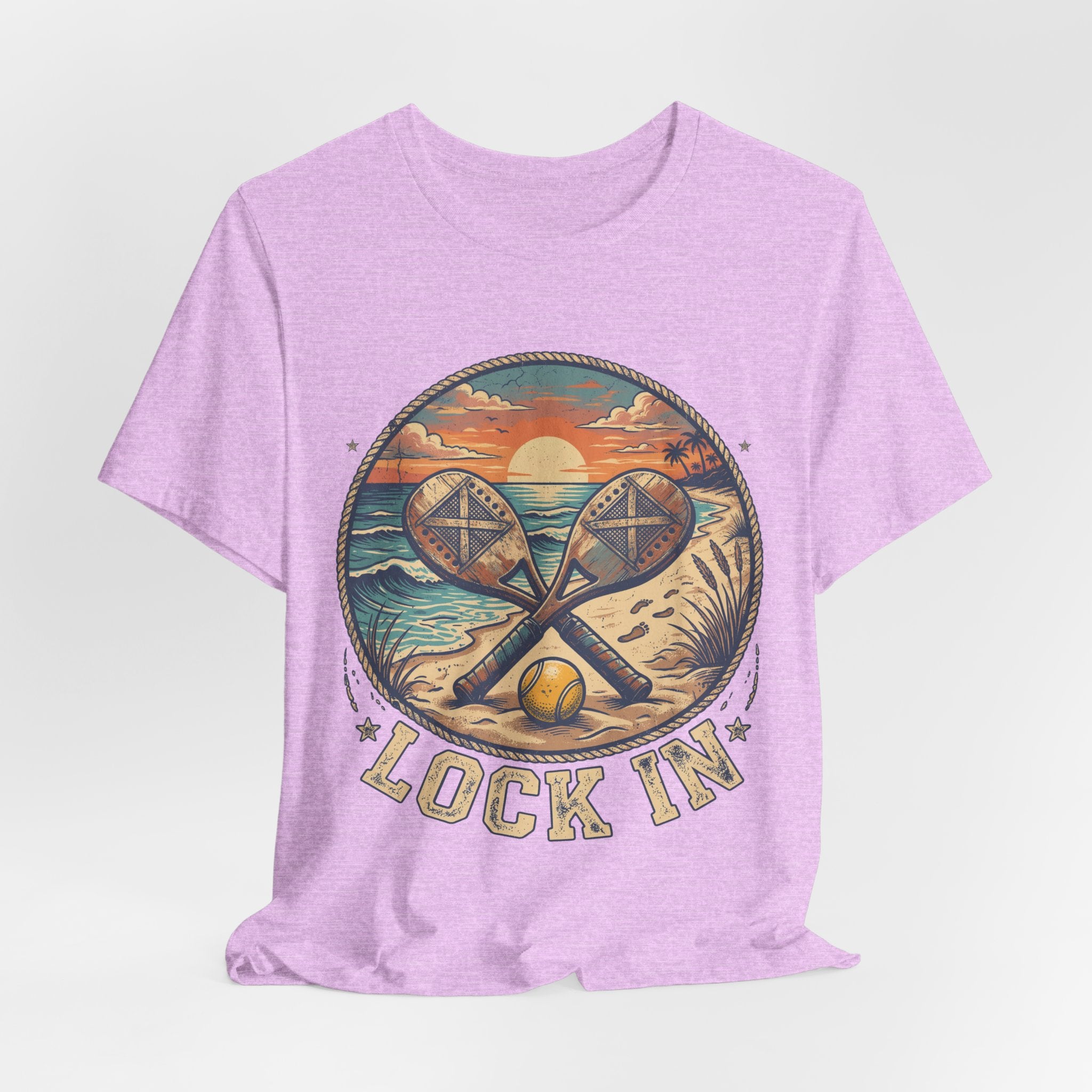 Beach Tennis T-Shirt | Vintage Sunset Paddle Tee | Unisex Heavy Cotton