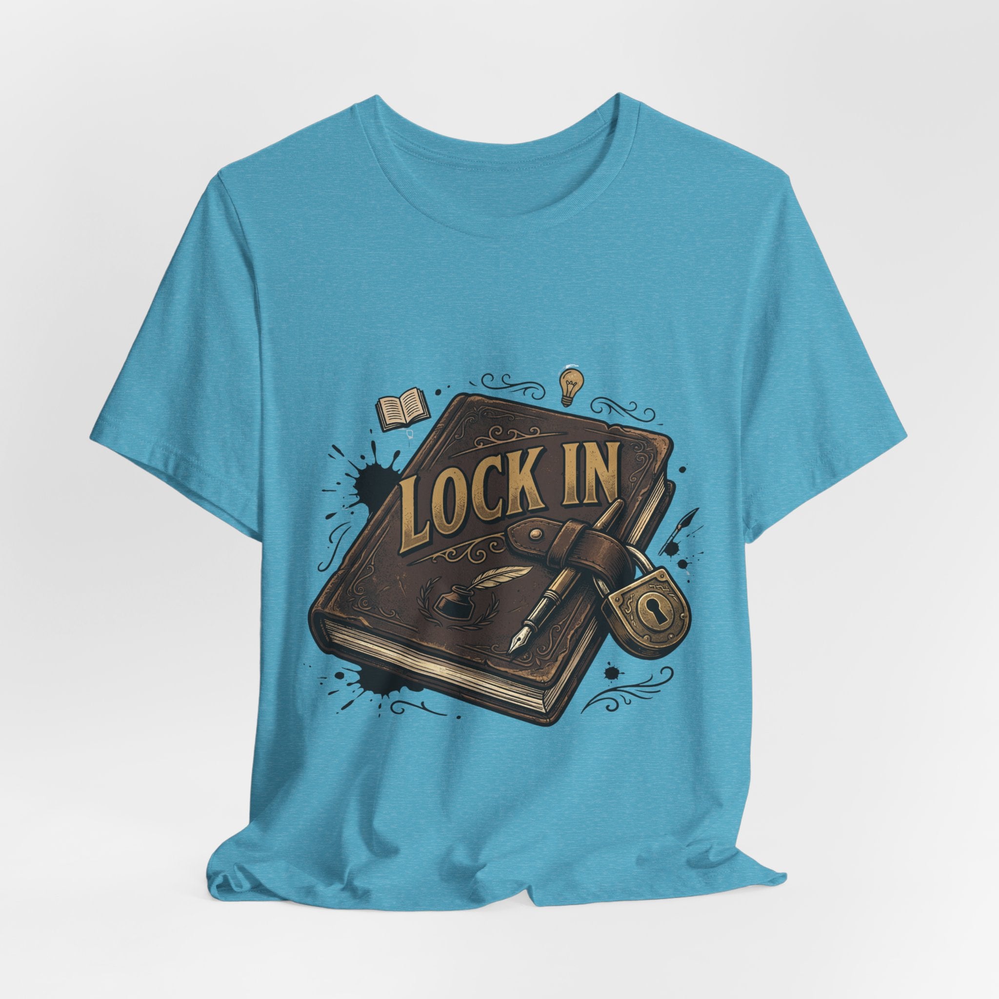 Dark Leather Journal T-Shirt | Ink Splatter Tee | Writer Shirt | Lock In Life | Unisex Heavy Cotton Graphic Tee