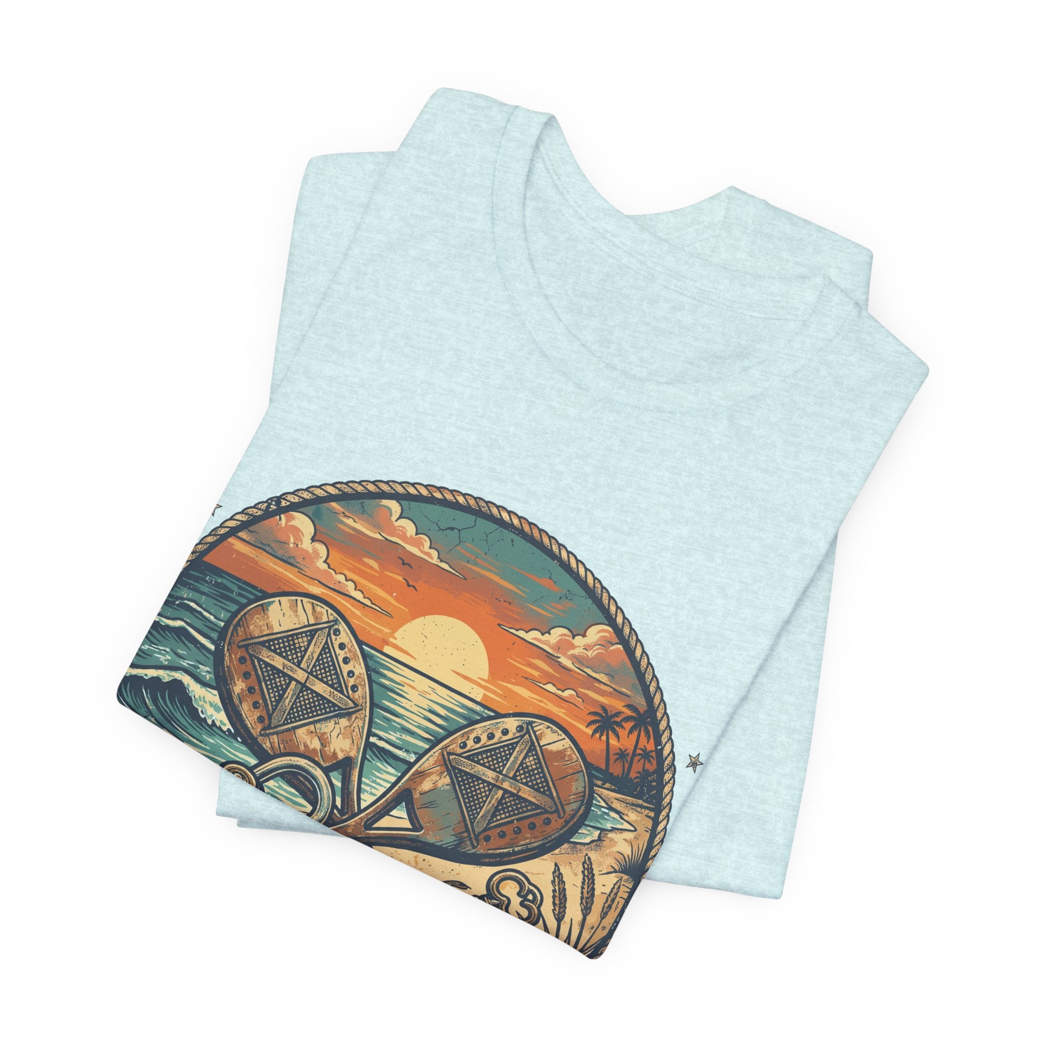 Beach Tennis T-Shirt | Vintage Lock Key Crossed Paddles | Unisex Heavy Cotton Tee