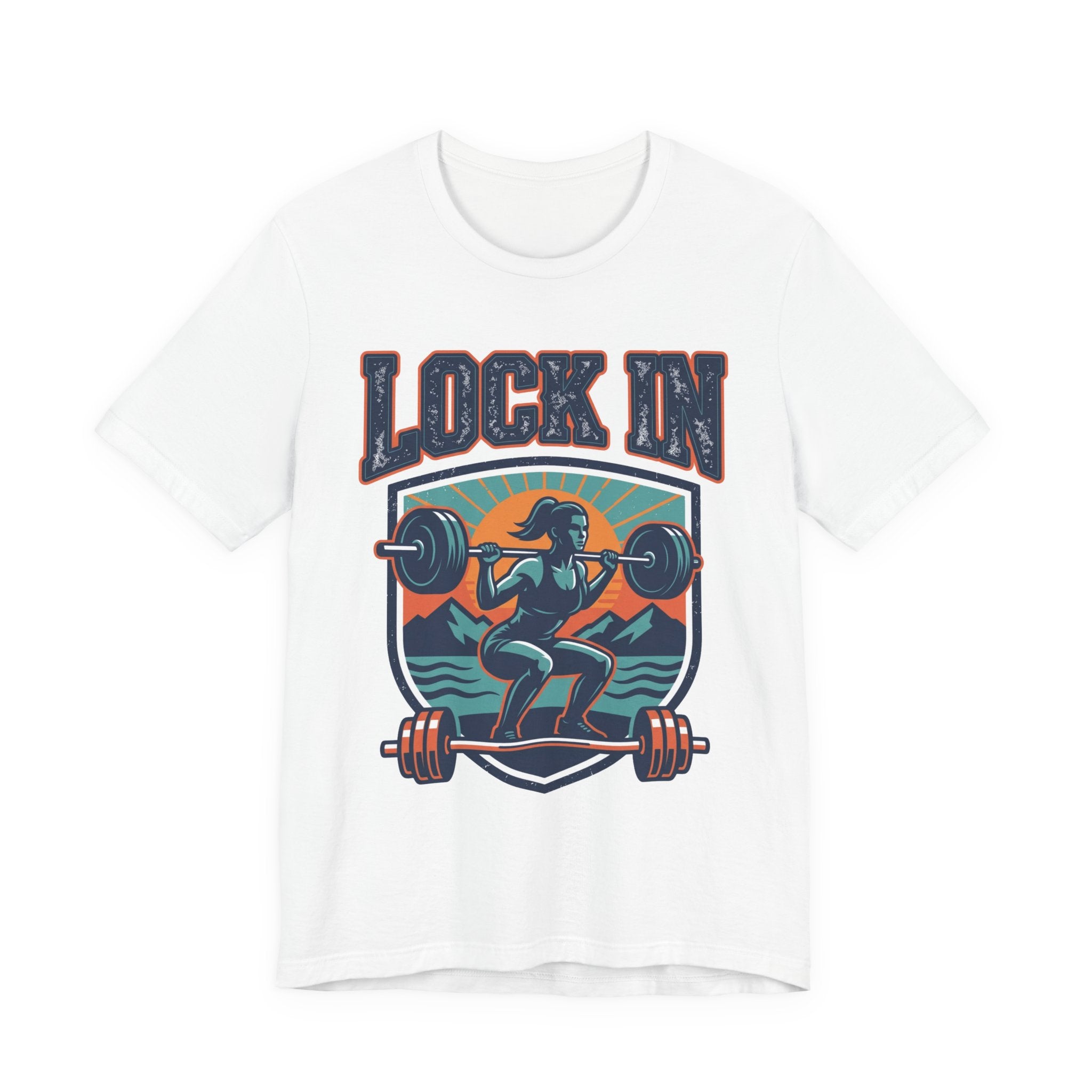 Lock In Gym T-Shirt | Motivational Weightlifting Tee | Women Barbell Squat Shirt | Fitness Gift