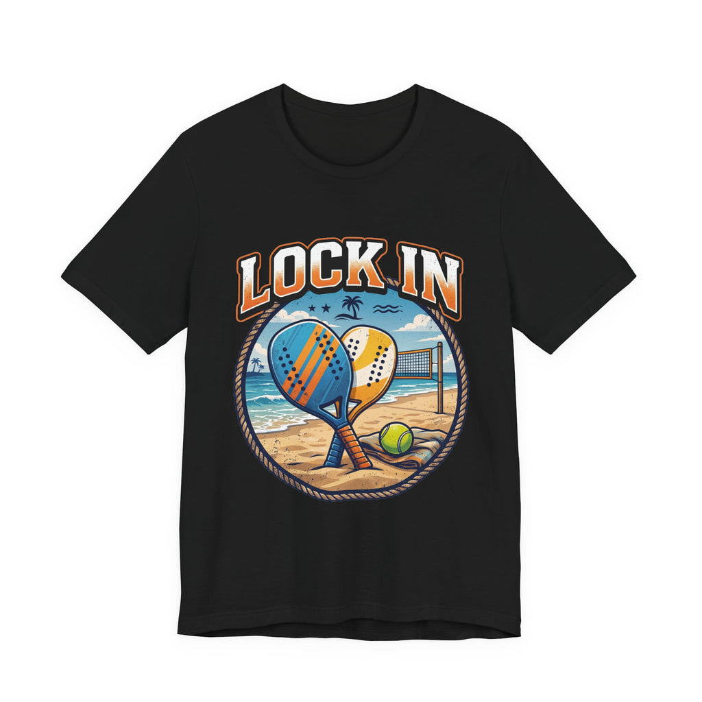 Beach Tennis T-Shirt | Collegiate Two Crossed Paddles | Lock In | Unisex