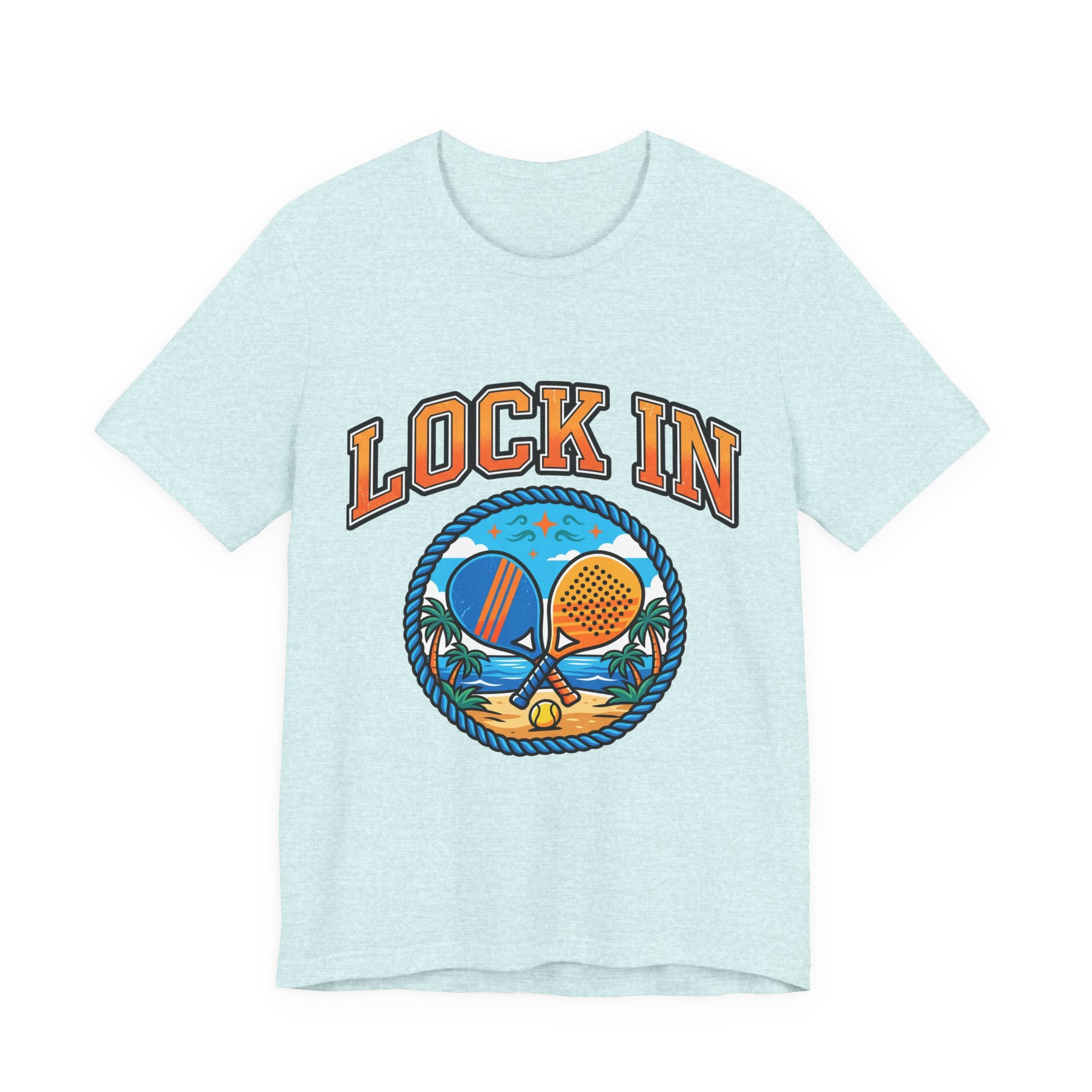 Lock In Beach Tennis T-Shirt | Collegiate Graphic Tee | Unisex Heavy Cotton | Pickleball Padel Gift
