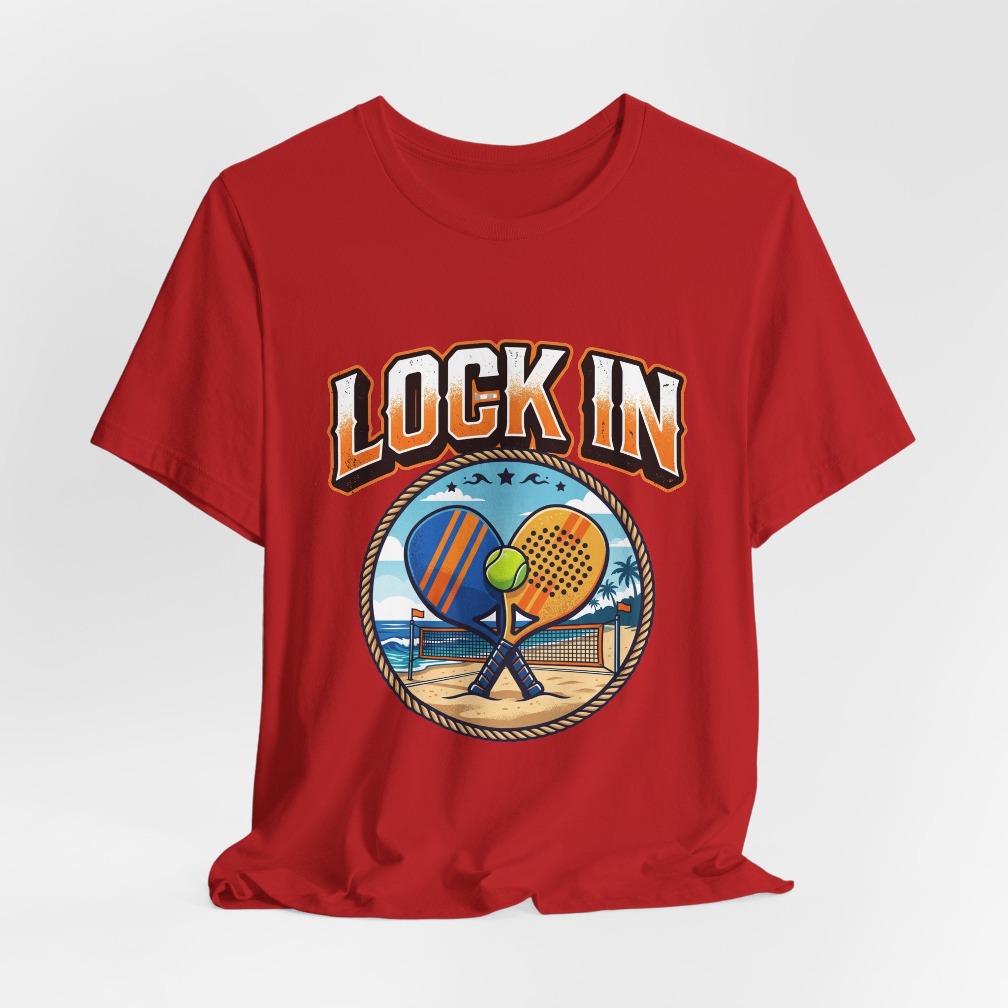 Beach Tennis Tee Shirt | Bold Lock In Crossed Paddles | Unisex Heavy Cotton Tee