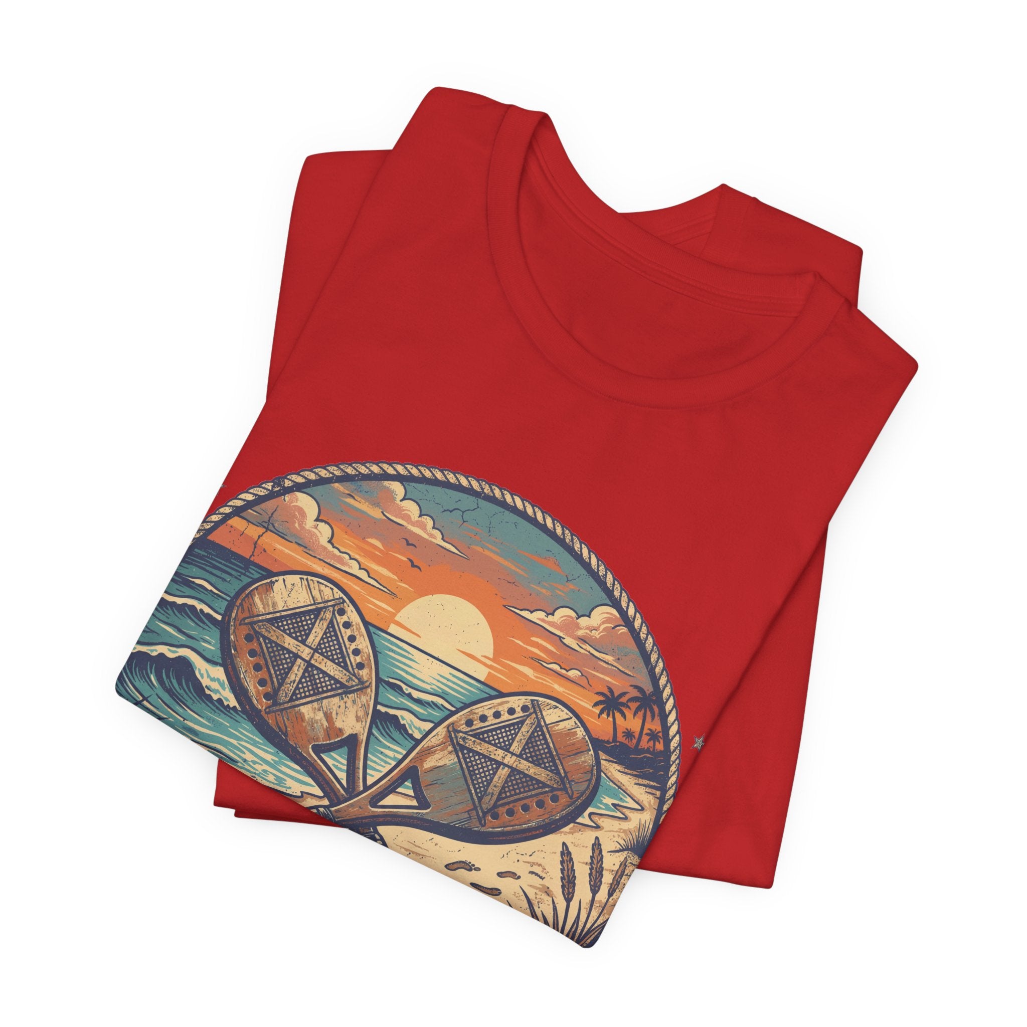Beach Tennis T-Shirt | Vintage Sunset Paddle Tee | Unisex Heavy Cotton