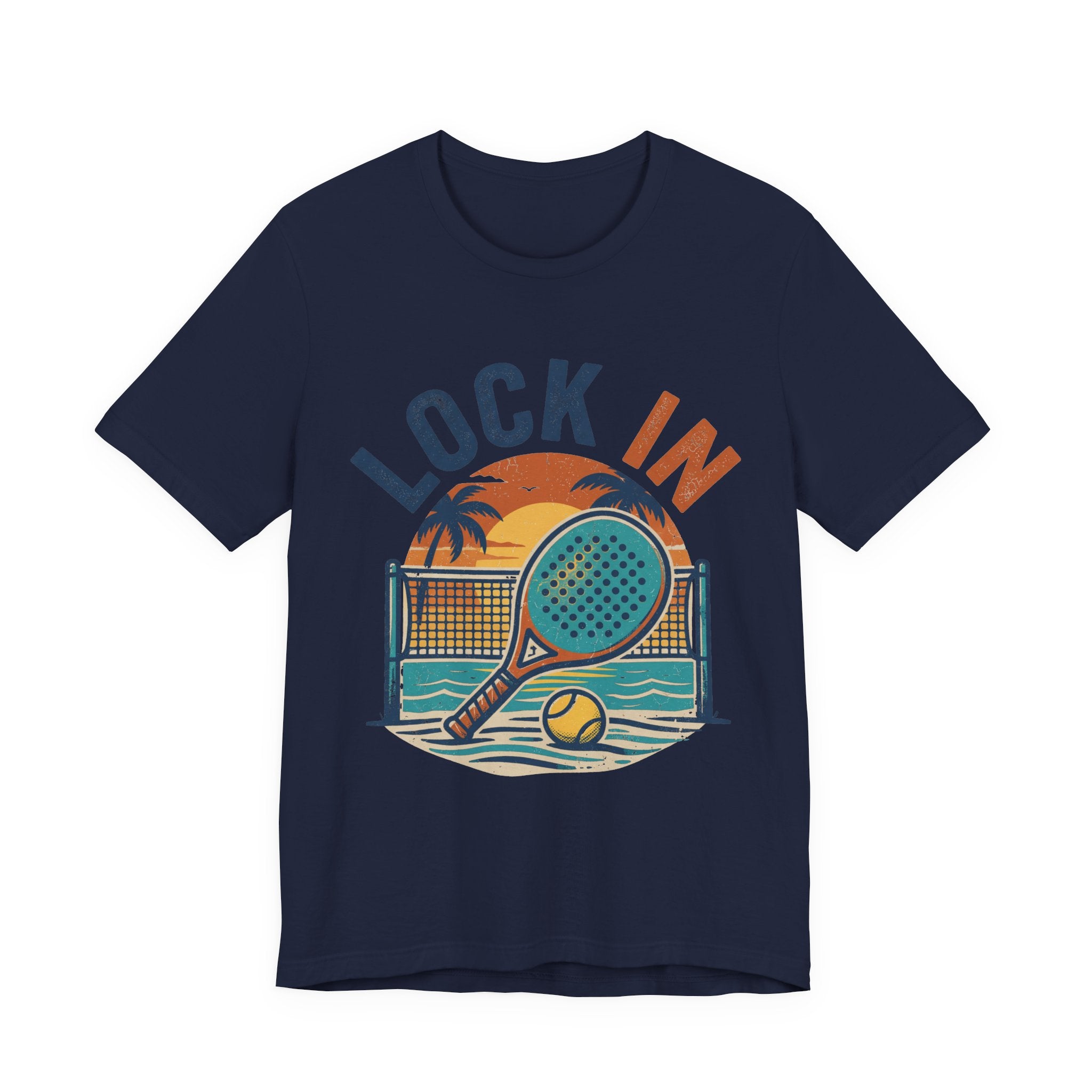 Beach Tennis T-Shirt | Lock In Sunset Vintage Graphic | Unisex Heavy Cotton Tee