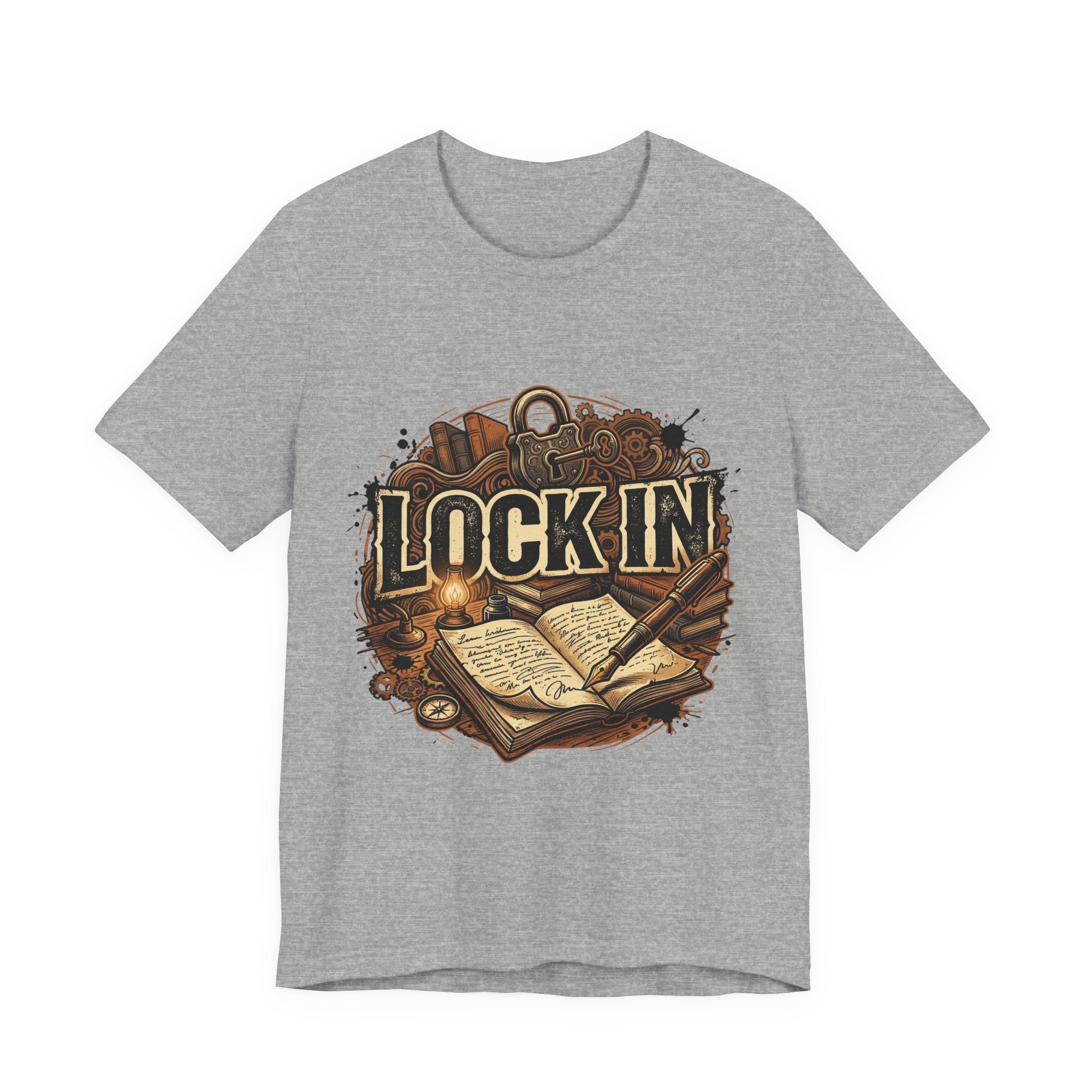 Steampunk Journal T-Shirt | Oil Lamp Tee | Manuscript Shirt | Lock In Life | Unisex Heavy Cotton Graphic Tee