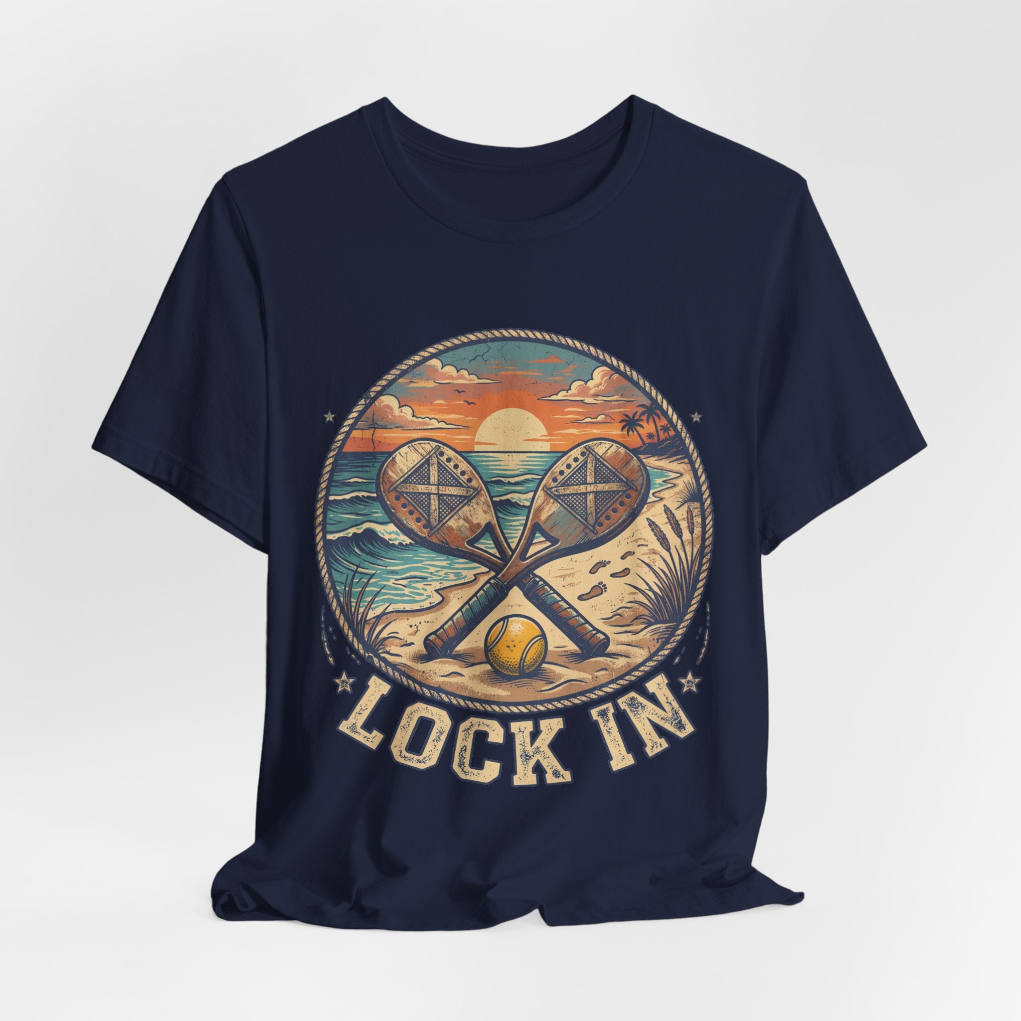 Beach Tennis T-Shirt | Vintage Sunset Paddle Tee | Unisex Heavy Cotton