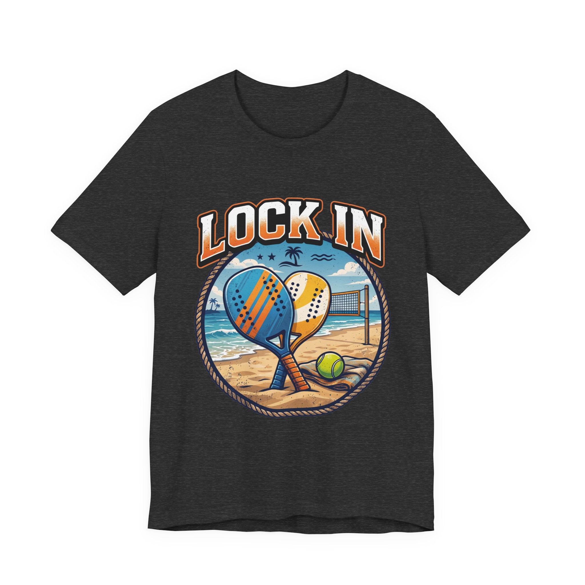 Beach Tennis T-Shirt | Collegiate Two Crossed Paddles | Lock In | Unisex