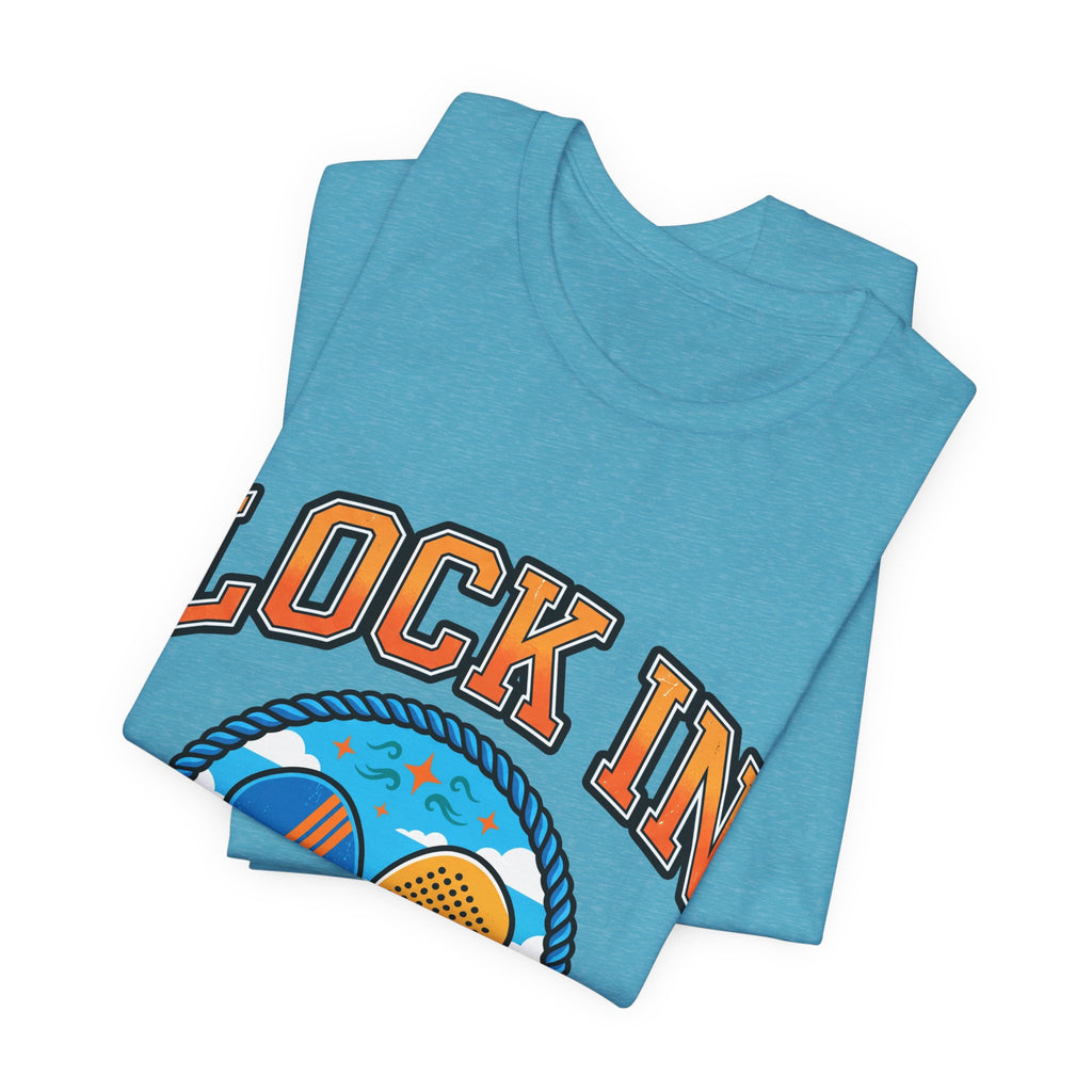 Lock In Beach Tennis T-Shirt | Collegiate Graphic Tee | Unisex Heavy Cotton | Pickleball Padel Gift