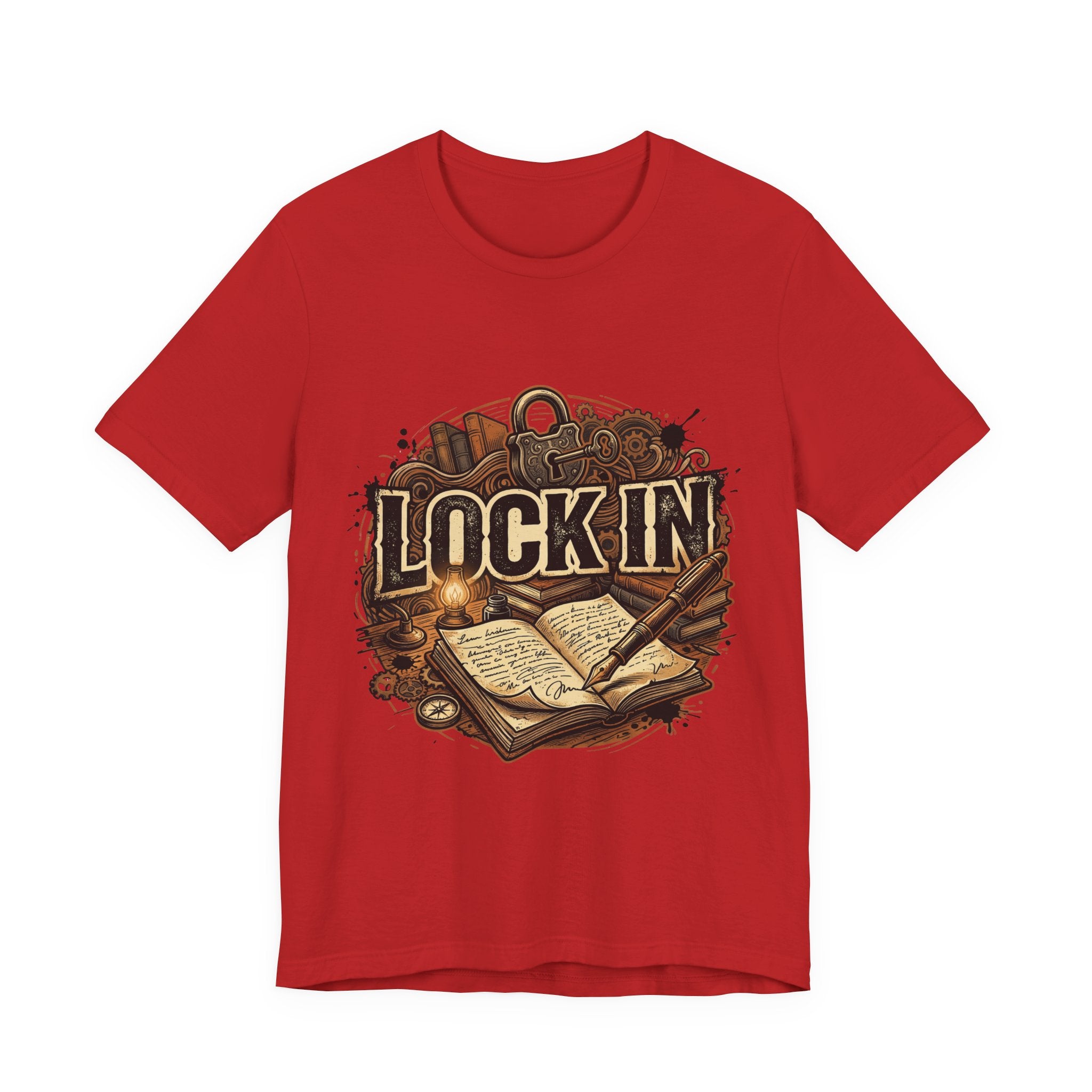 Steampunk Journal T-Shirt | Oil Lamp Tee | Manuscript Shirt | Lock In Life | Unisex Heavy Cotton Graphic Tee