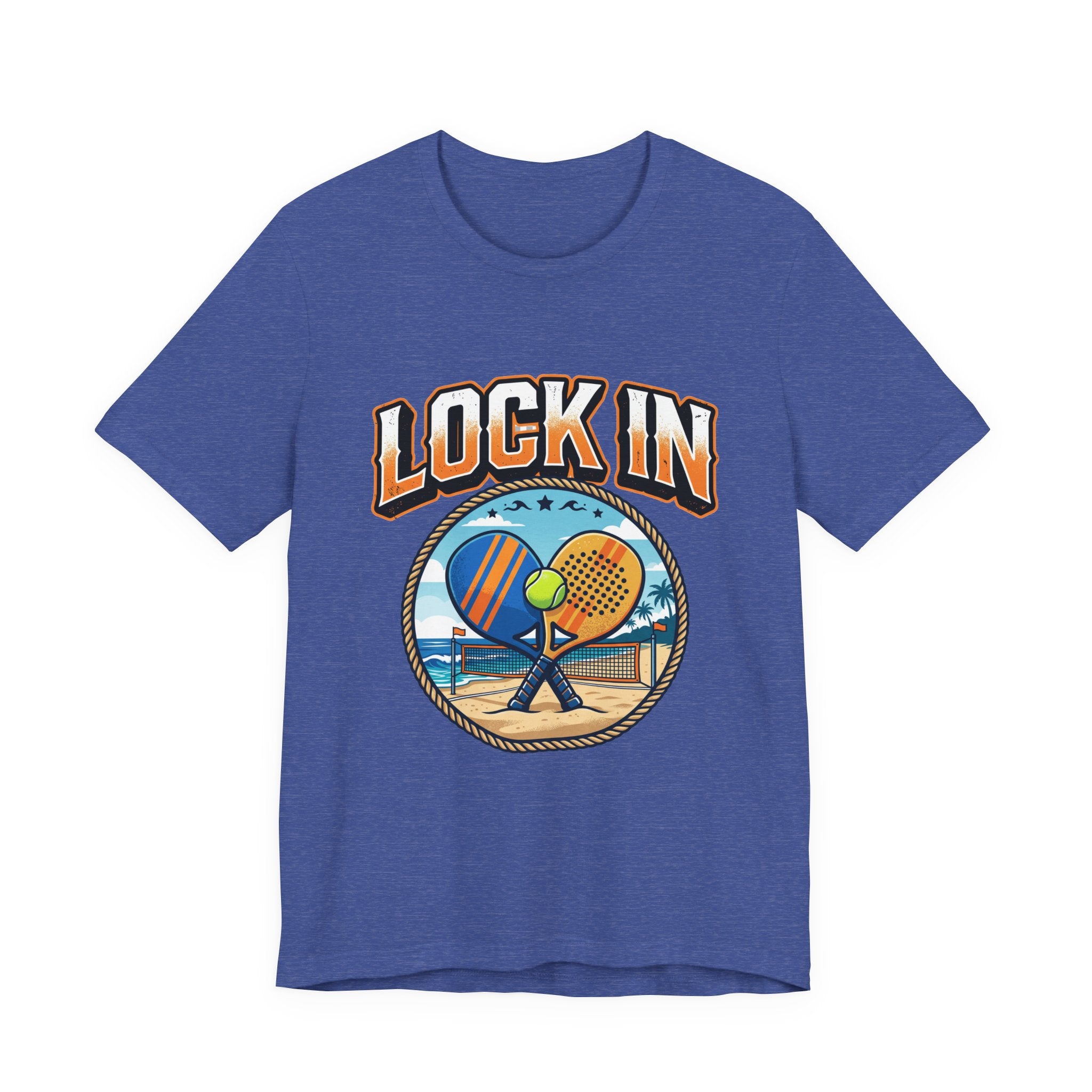Beach Tennis Tee Shirt | Bold Lock In Crossed Paddles | Unisex Heavy Cotton Tee