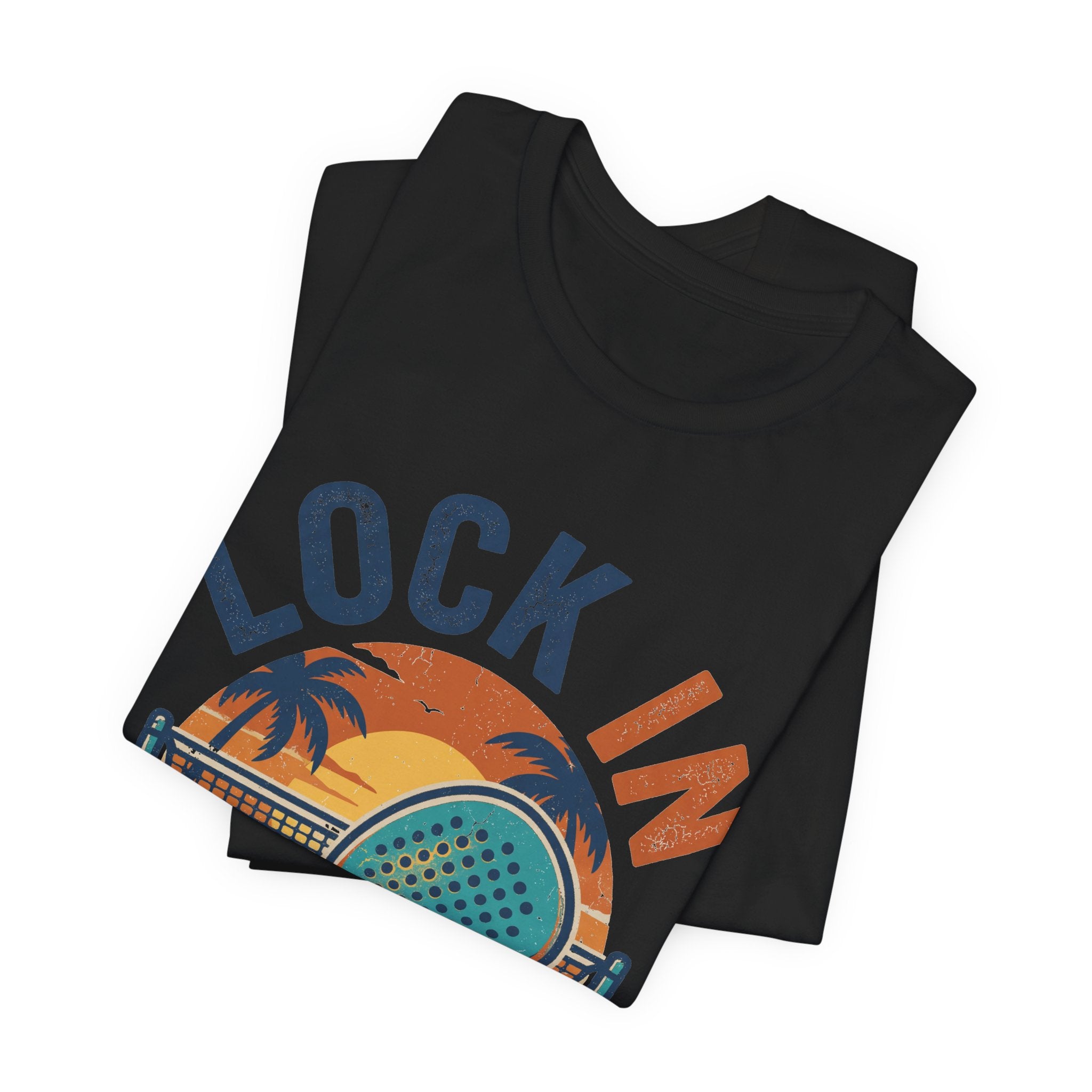 Beach Tennis T-Shirt | Lock In Sunset Vintage Graphic | Unisex Heavy Cotton Tee