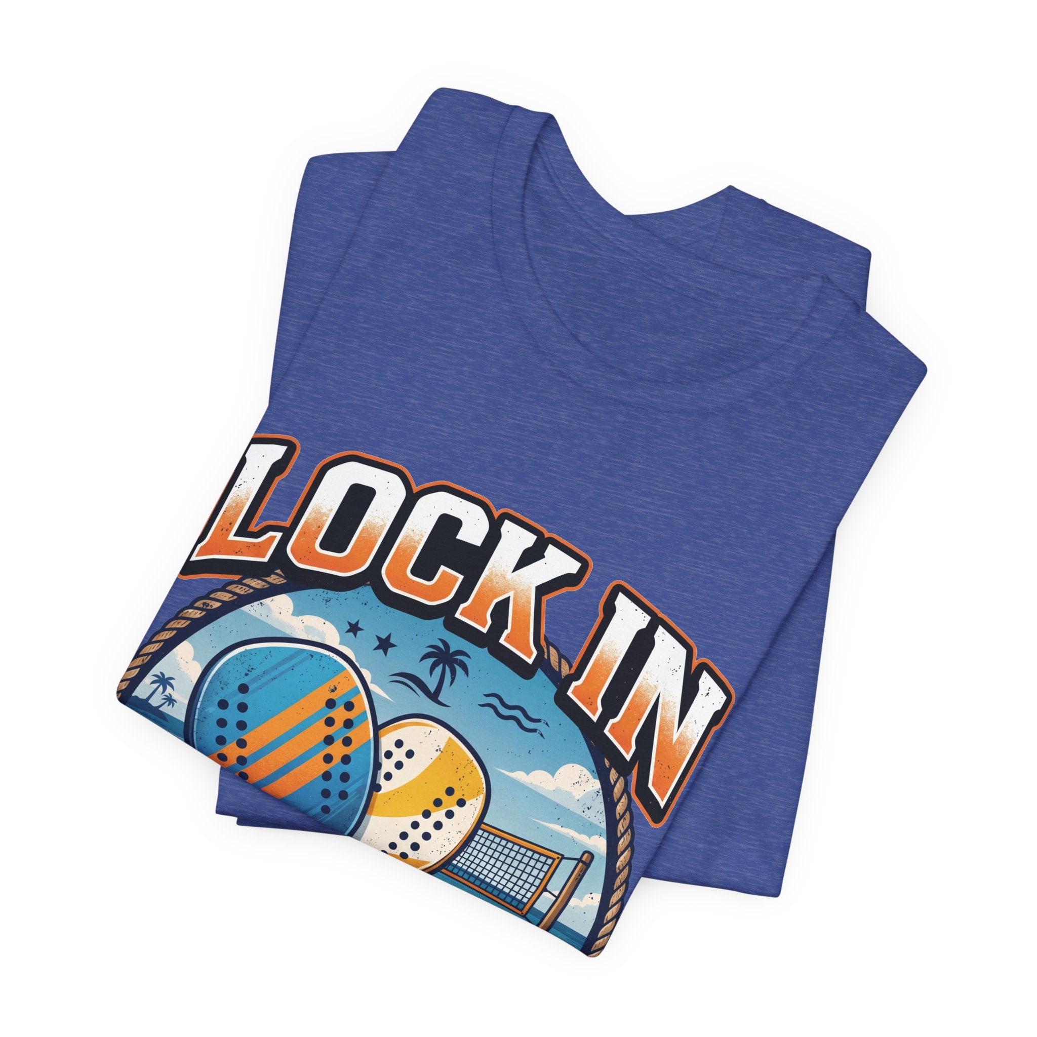 Beach Tennis T-Shirt | Collegiate Two Crossed Paddles | Lock In | Unisex
