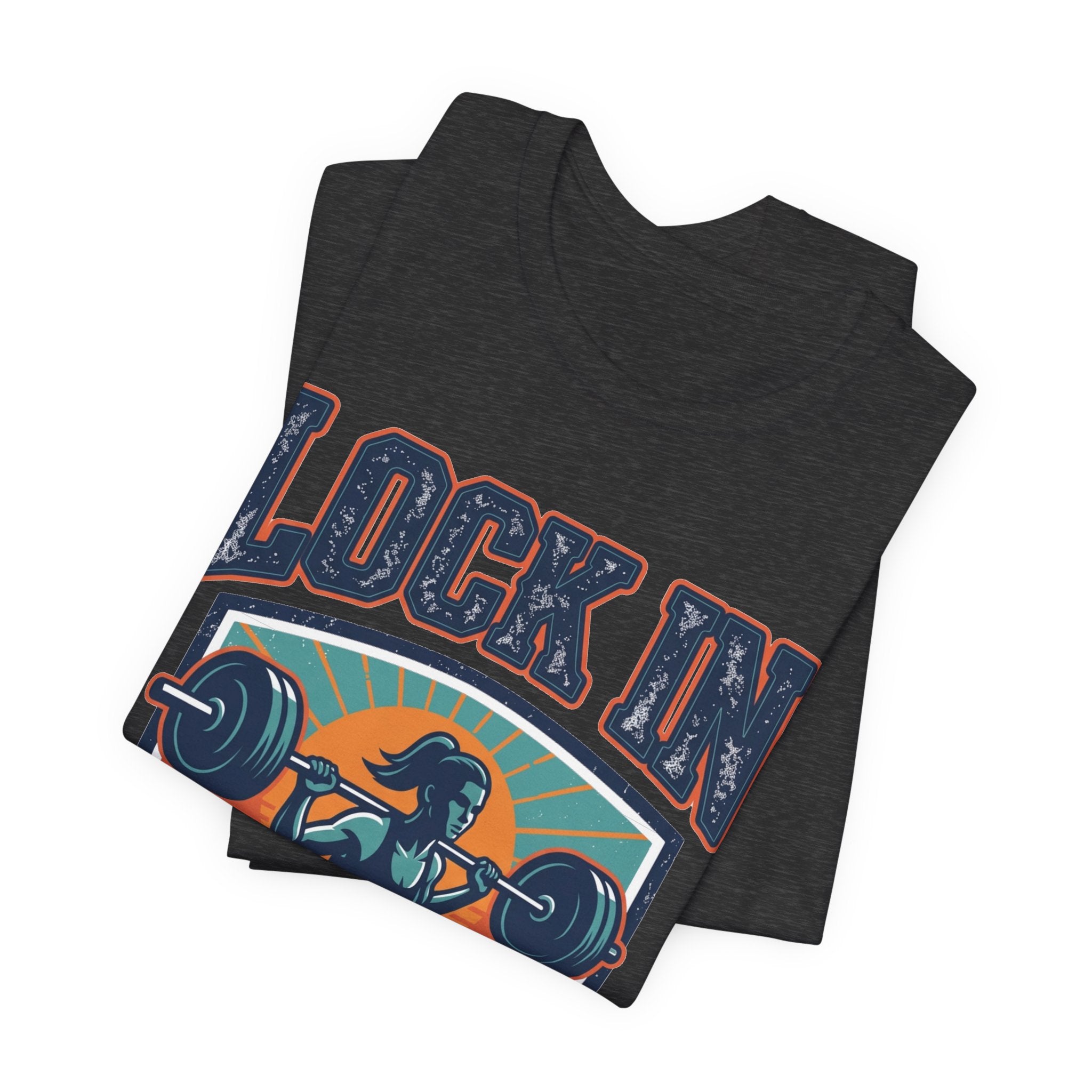 Lock In Gym T-Shirt | Motivational Weightlifting Tee | Women Barbell Squat Shirt | Fitness Gift