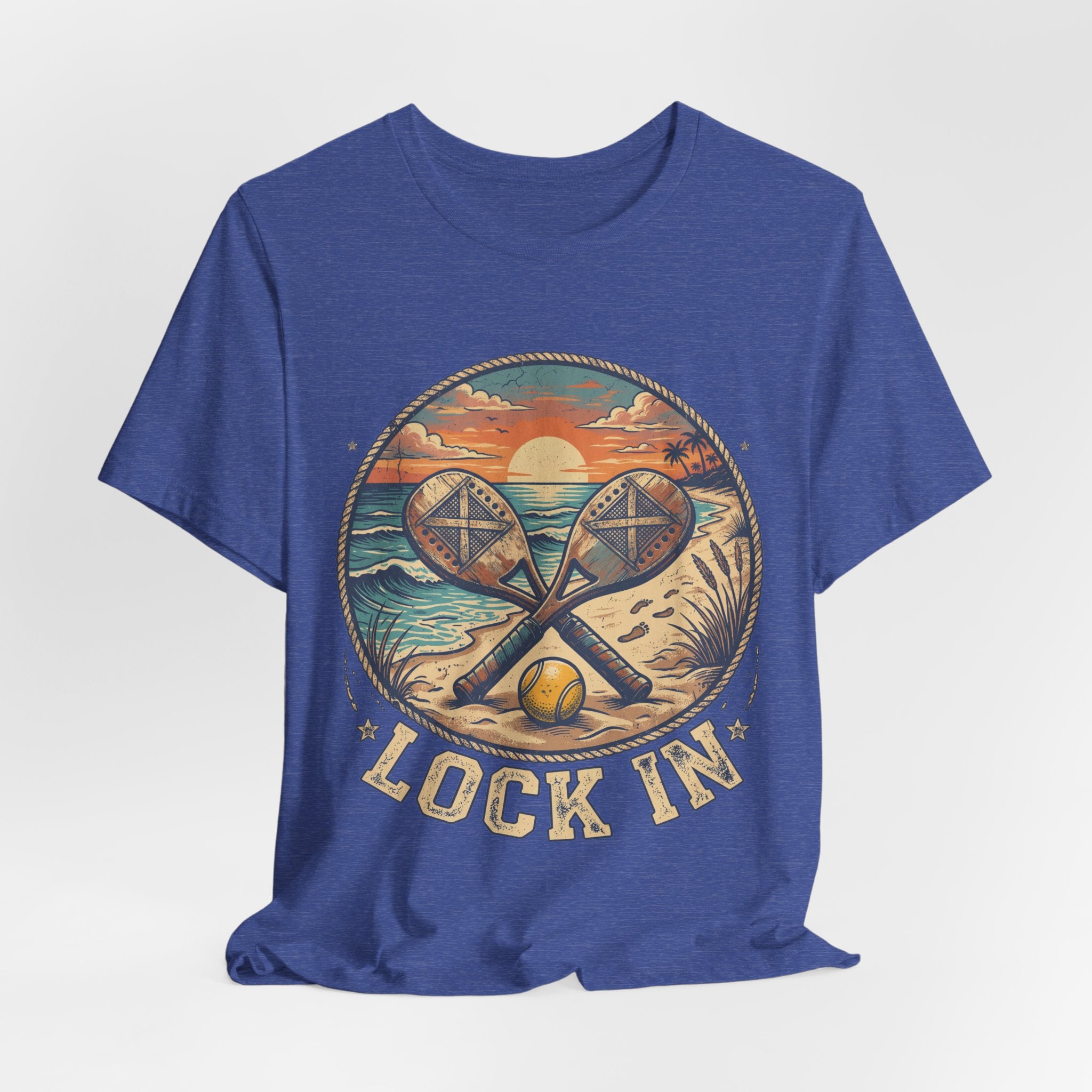Beach Tennis T-Shirt | Vintage Sunset Paddle Tee | Unisex Heavy Cotton