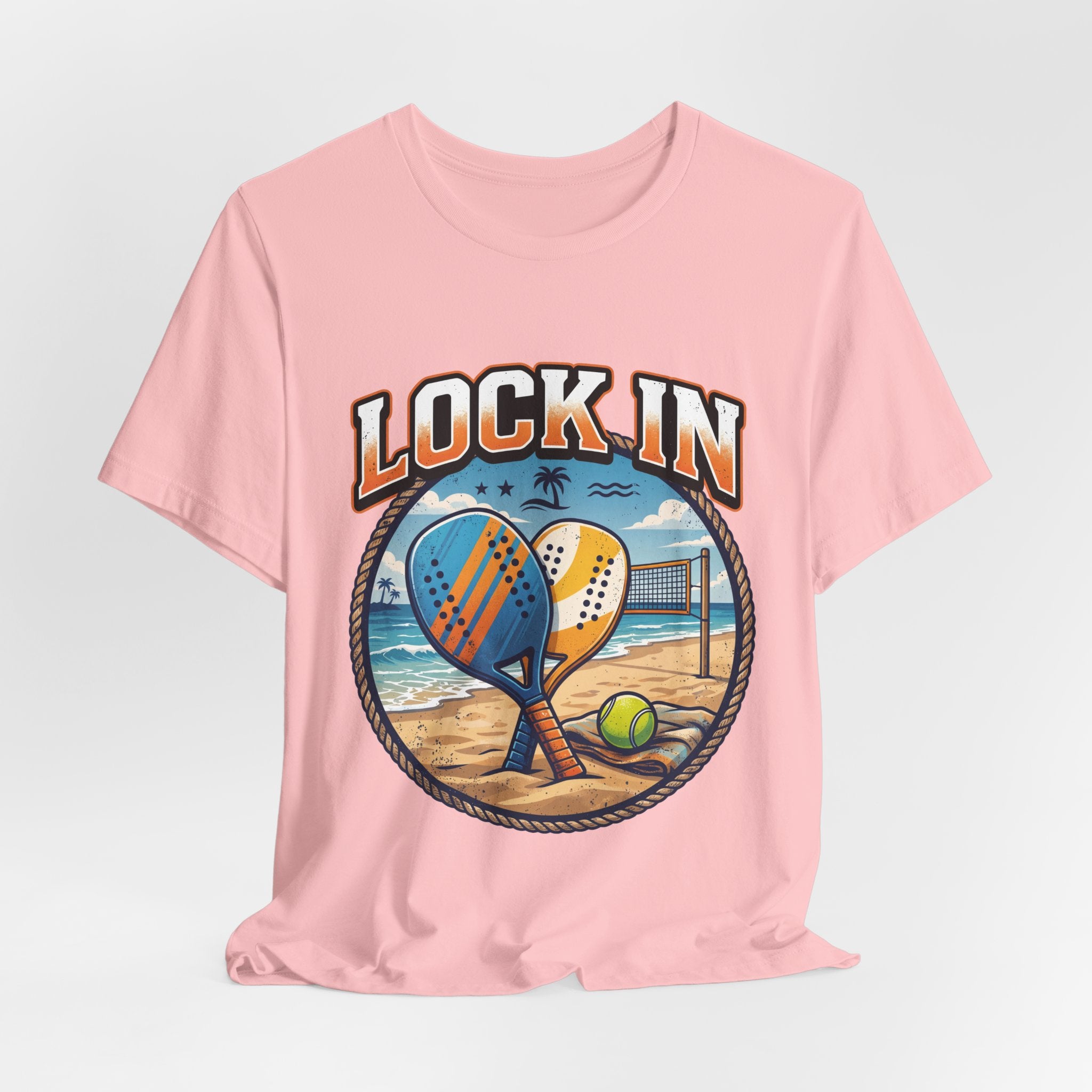 Beach Tennis T-Shirt | Collegiate Two Crossed Paddles | Lock In | Unisex