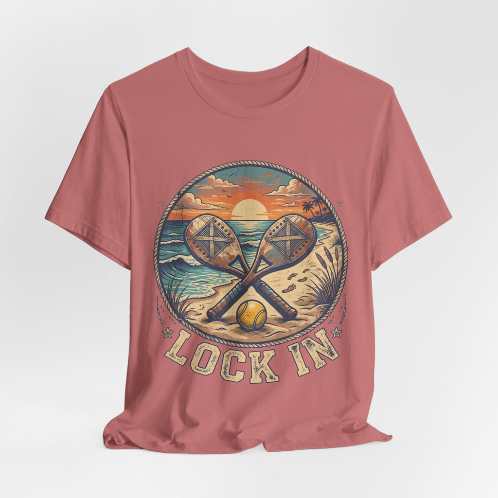 Beach Tennis T-Shirt | Vintage Sunset Paddle Tee | Unisex Heavy Cotton