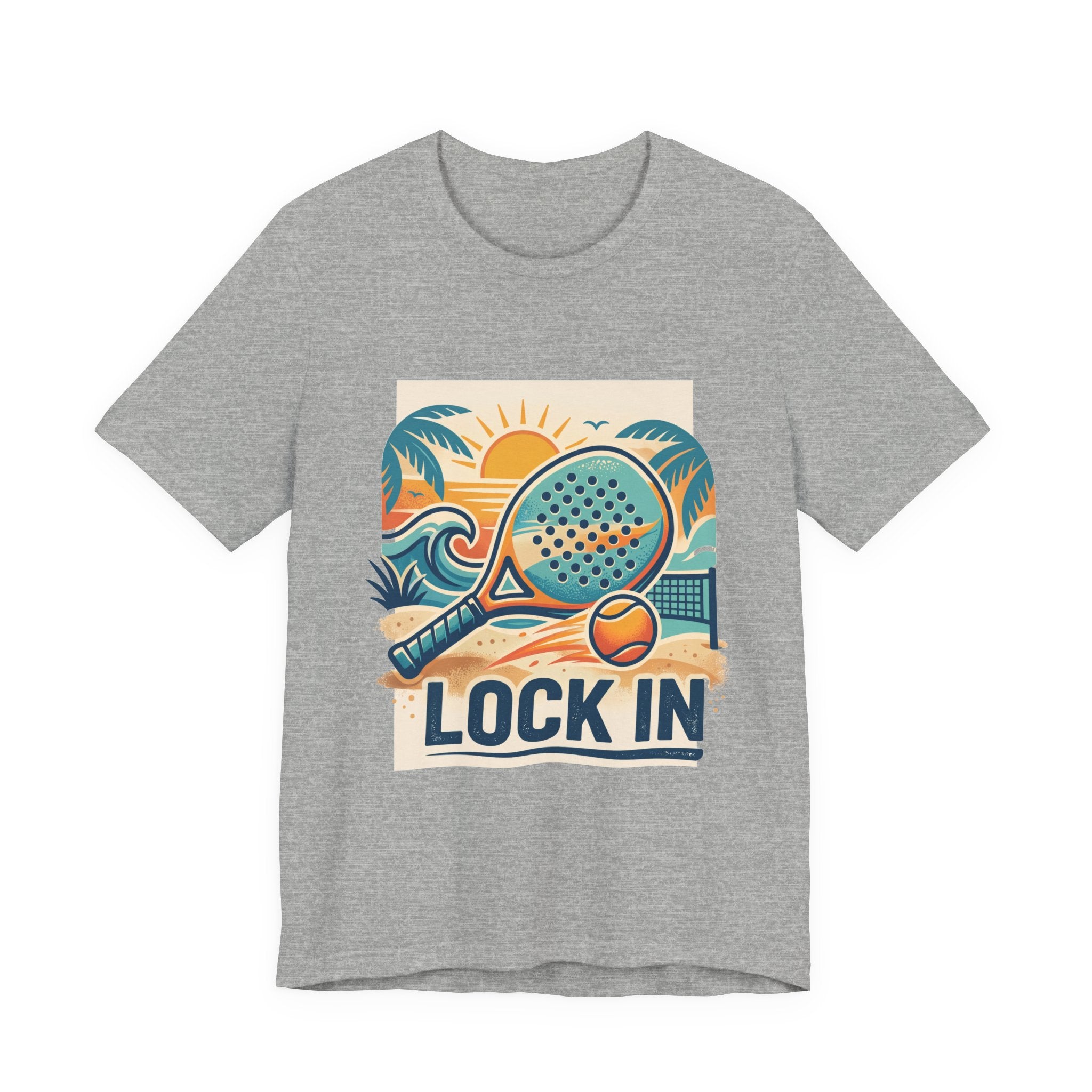 Beach Paddle Tennis T-Shirt | Retro Teal Orange Paddle | Lock In | Unisex Tee Gift