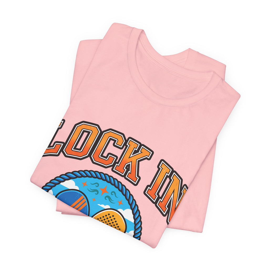 Lock In Beach Tennis T-Shirt | Collegiate Graphic Tee | Unisex Heavy Cotton | Pickleball Padel Gift