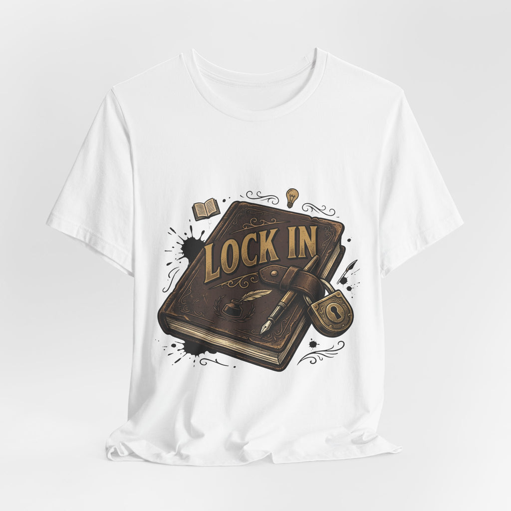 Dark Leather Journal T-Shirt | Ink Splatter Tee | Writer Shirt | Lock In Life | Unisex Heavy Cotton Graphic Tee